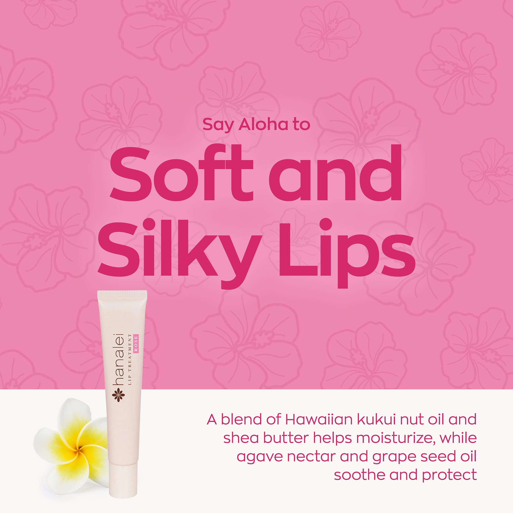 Hanalei Lip Treatment Bundle (Full-size and Travel-size 3 pack in Rose) | Made with Kukui Oil, Shea Butter, Agave, and Grapeseed Oil, Soothe Dry Lips (Cruelty free, Paraben free)