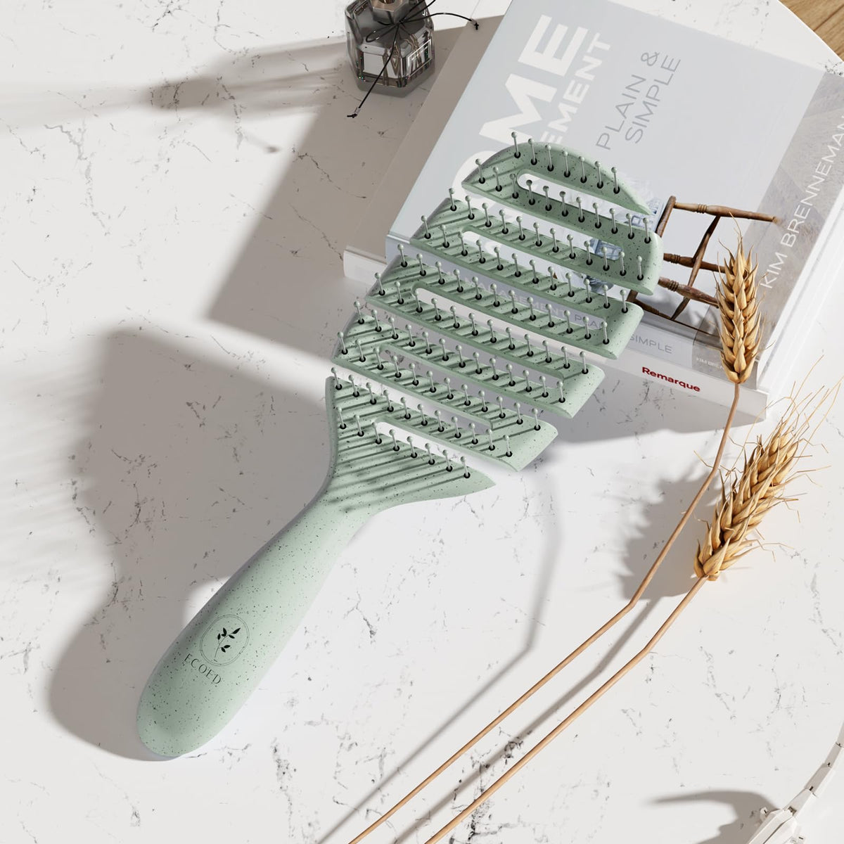 Ecoed Degradable Vented Hair brush,Detangling Brush,Detangler Brush for Curly, Thick, and Straight Hair, Dry and Wet Detangling Quickly Detangles and Smooths hair,Hair Brush for Women and Men