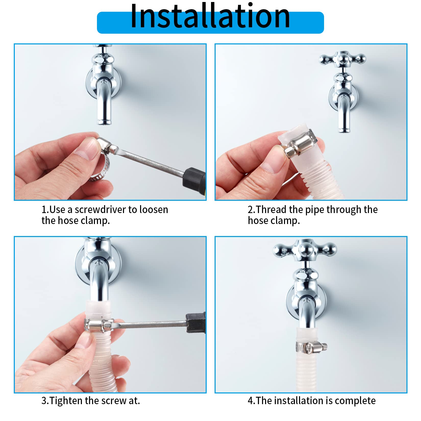 20 Pcs Hose Clamps Stainless Steel, 1/4-2 in (6-51mm) Adjustable Worm Gear Pipe Hose Clamps, Heavy Duty Fuel Line Hose Clamps for Plumbing, Automotive, Dishwasher, Washing Machine, Mechanical