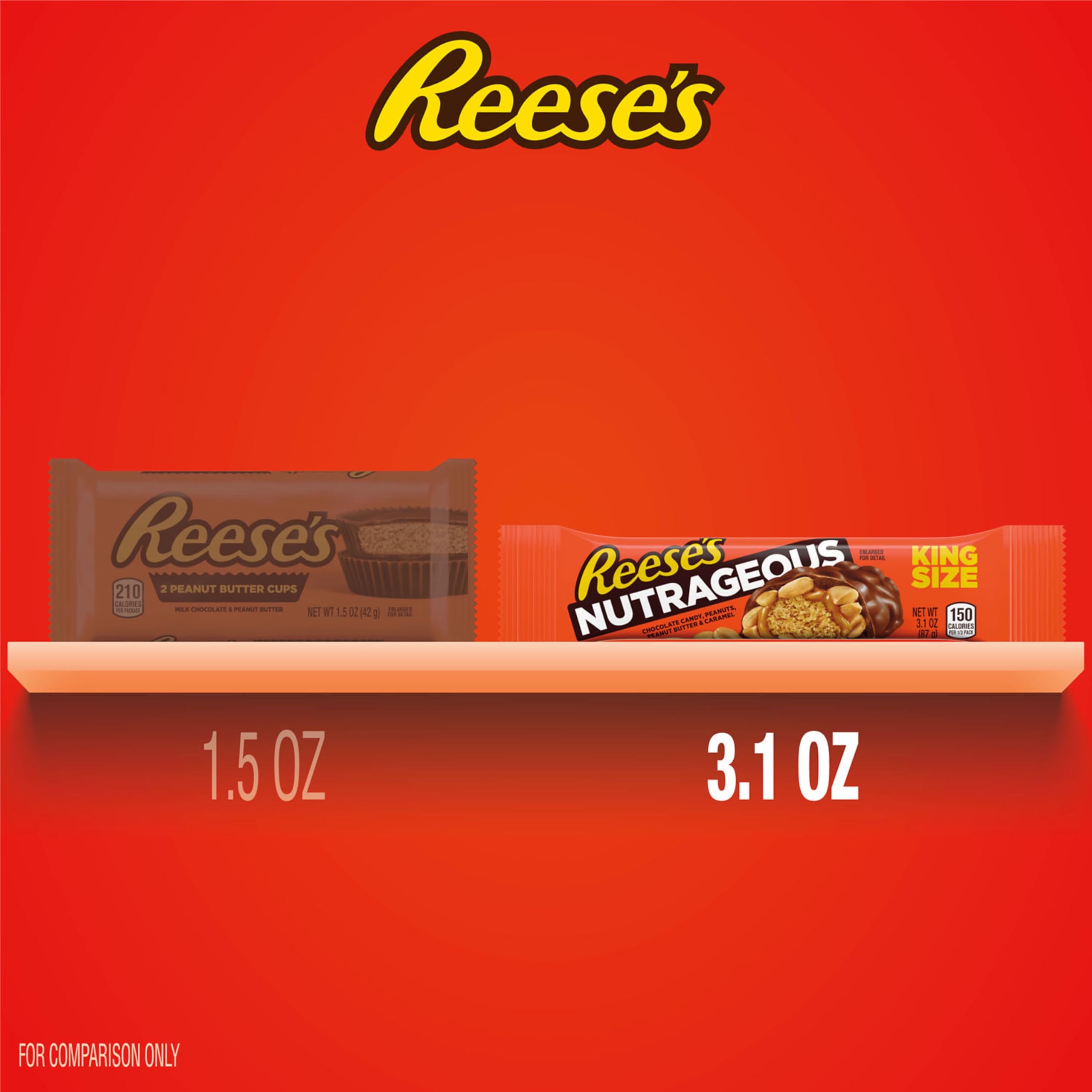 REESE'S NUTRAGEOUS Peanut Butter Caramel Peanut King Size, Candy Bars, 3.1 oz (18 Count)