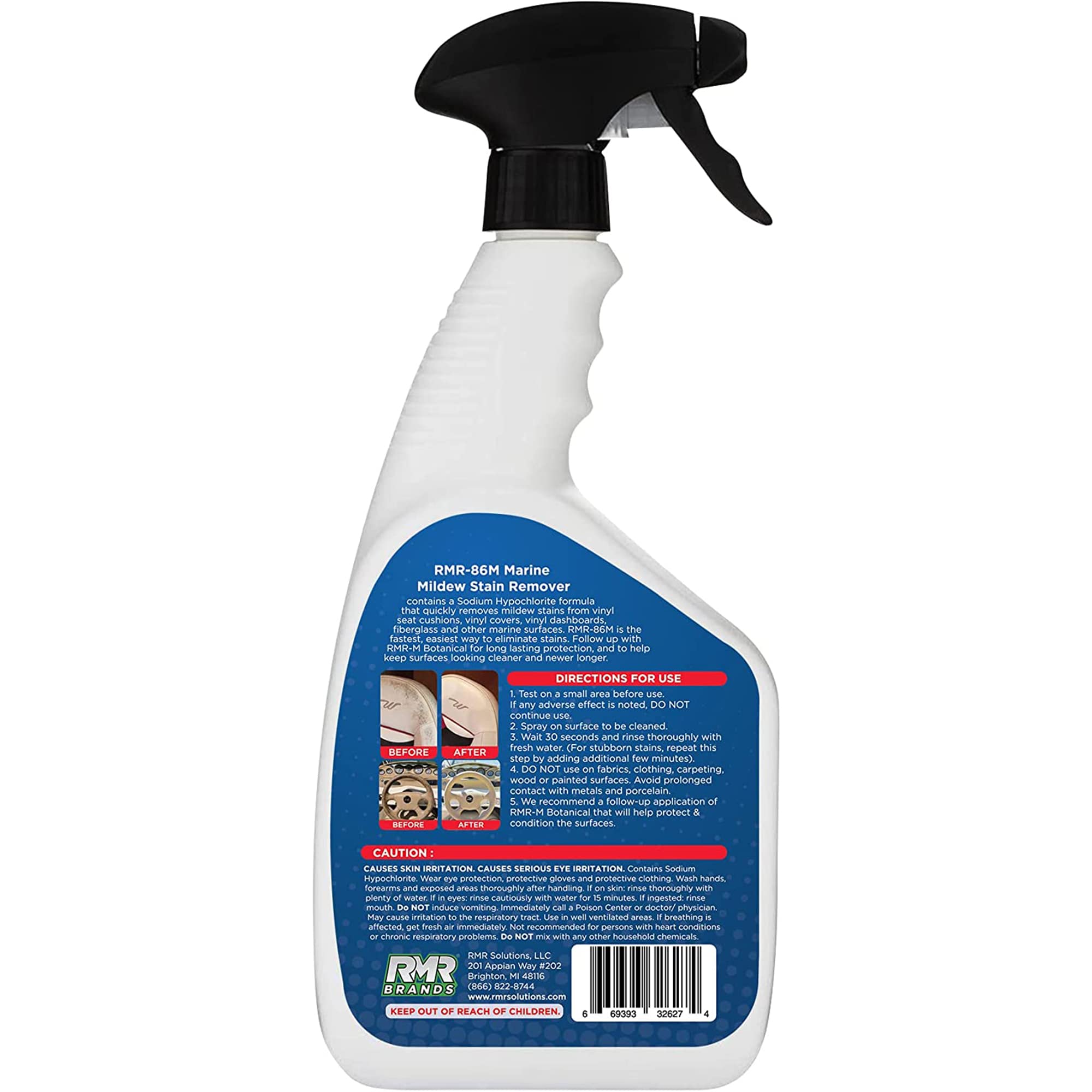 RMR-86M Marine Stain Remover, Professional-Strength Mold Stain & Mildew Stain Eliminating Cleaning Spray For Boats & Marine Surfaces, 32 oz