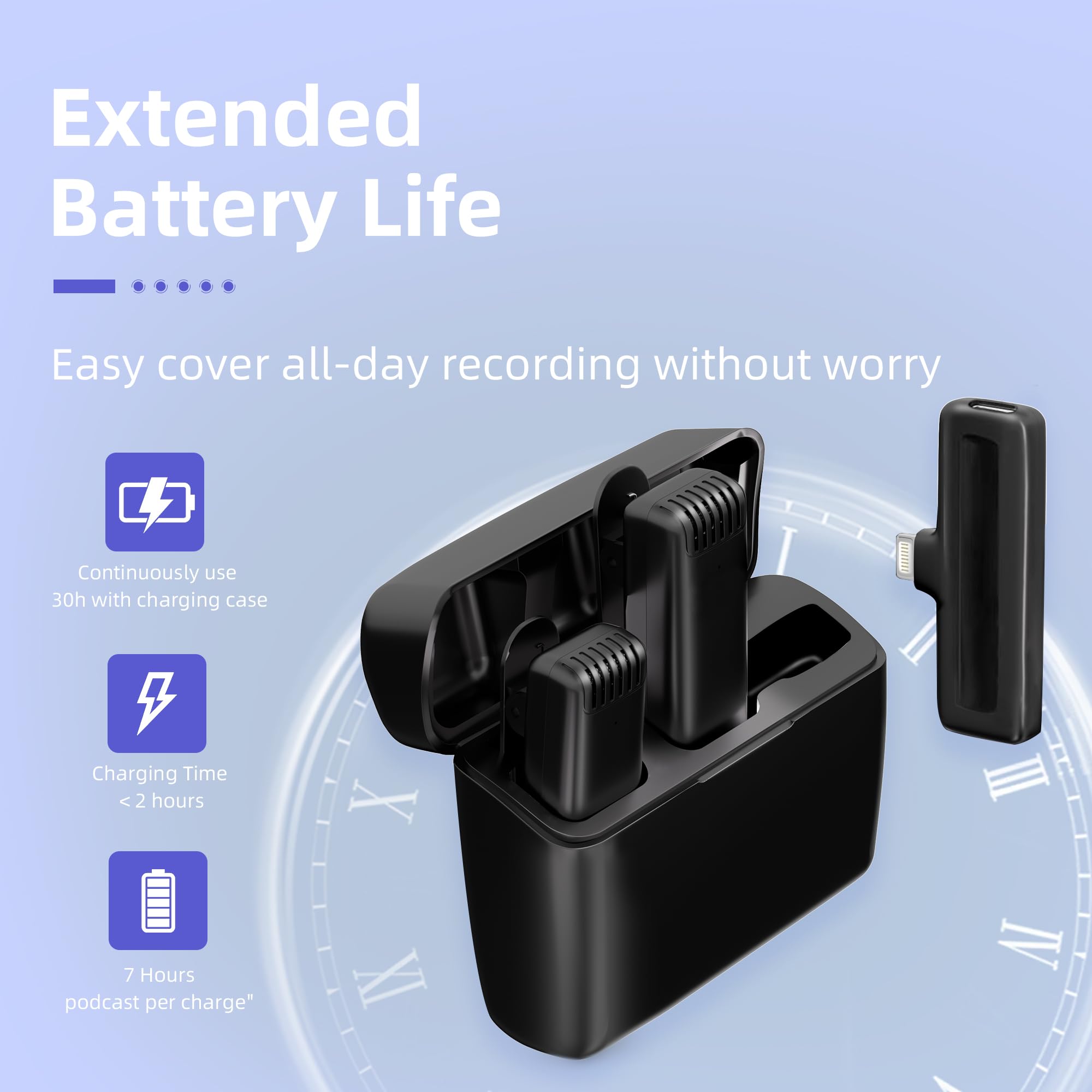 2-in-1 Wireless Lavalier Microphone for iPhone iPad with Charging Case - Mini Microphone Lapel Mic for Video Recording - Tiny Clip on Microphone Phone Mic for Podcast Camera Vlogging YouTube Tiktok