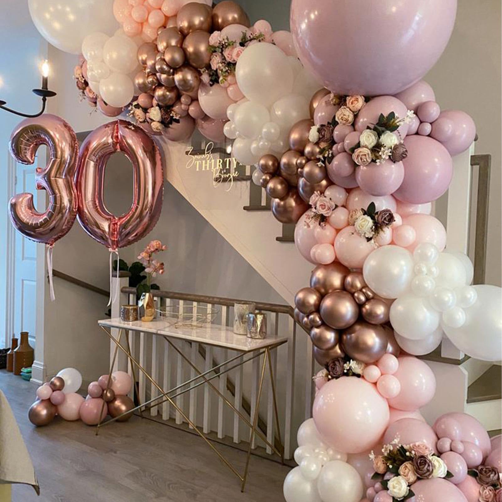 PartyWoo Dusty Pink Balloons 66pcs 12 Inch Blush Rose Pink Metallic Rose Gold Nude Boho White Sand Confetti Balloons for Baby Shower Birthday Gender Reveal Wedding Anniversary Party Decorations