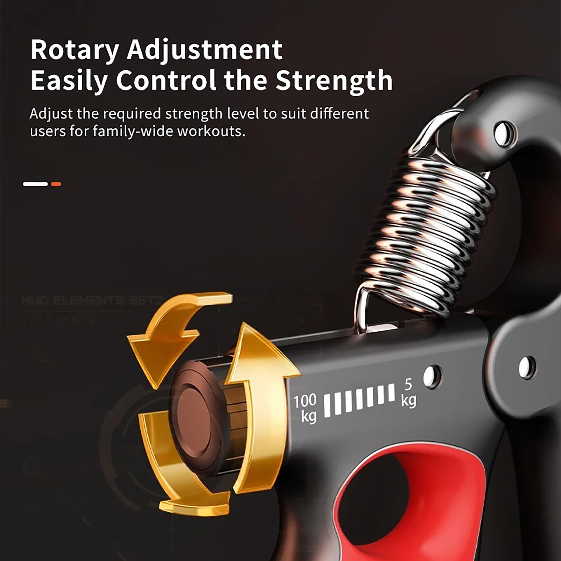 Hiyoga Grip Strength Trainer, Hand Grip Strengthener with Adjustable Resistance 11-220Lbs(5-100KG), Automatic Counter, Ergonomic Design, Forearm Strengthener for Musicians Athletes and Injury Recovery(Red)