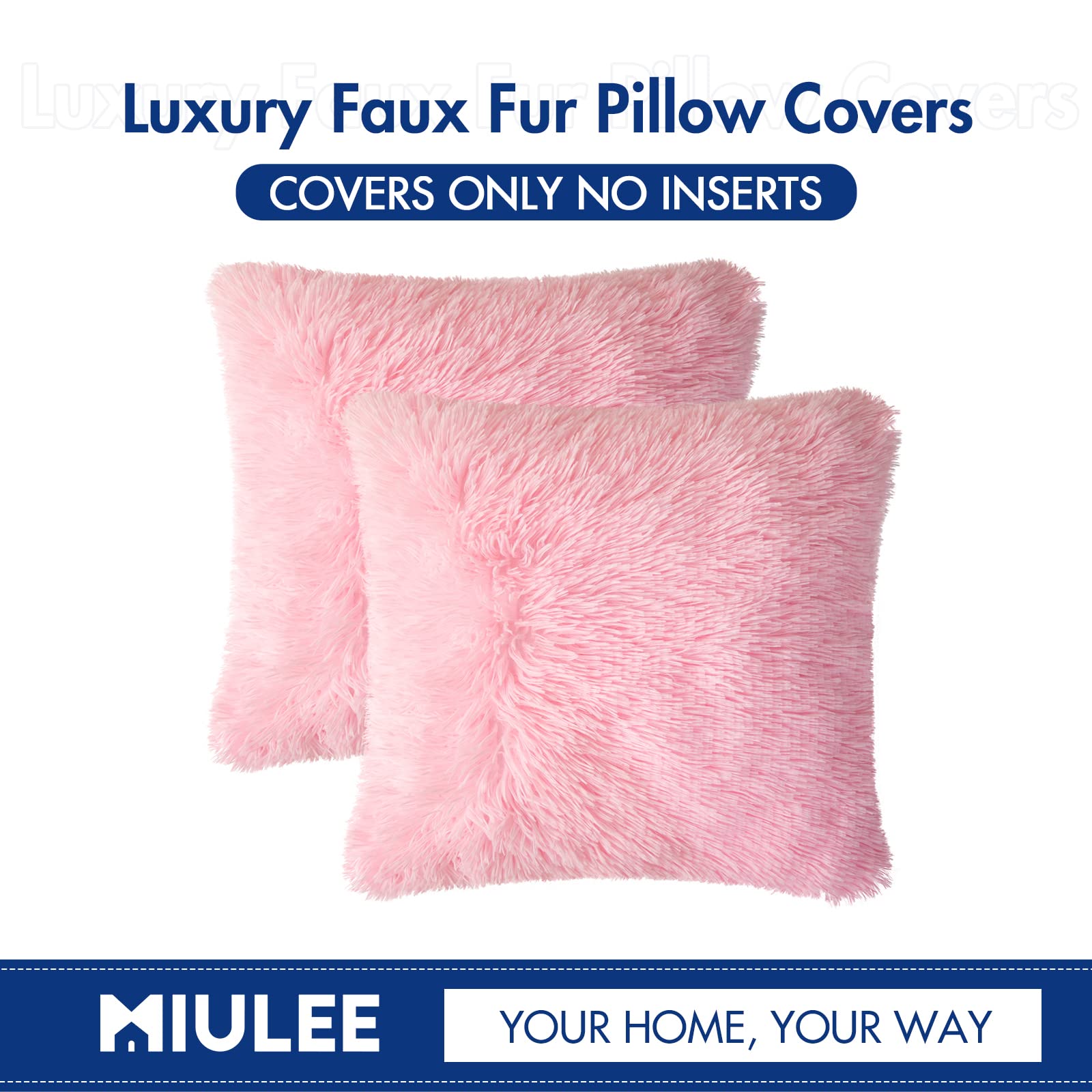 MIULEE Pack of 2 Luxury Faux Fur Throw Pillow Cover Deluxe Spring Cute Valentine's Day Pillow Covers Decorative Plush Pillow Case Cushion Cover Shell for Sofa Bedroom Car 18 x 18 Inch Pink