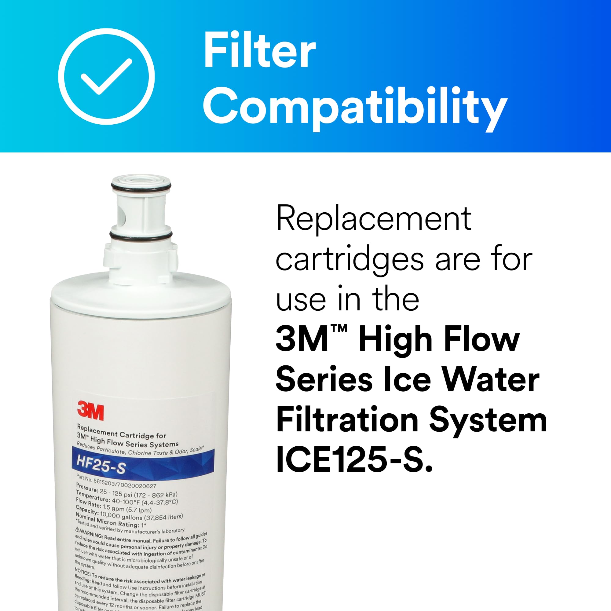 3M - HF25-S - Ice Machine Replacement Filter Cartridge Part # 5615203 , White