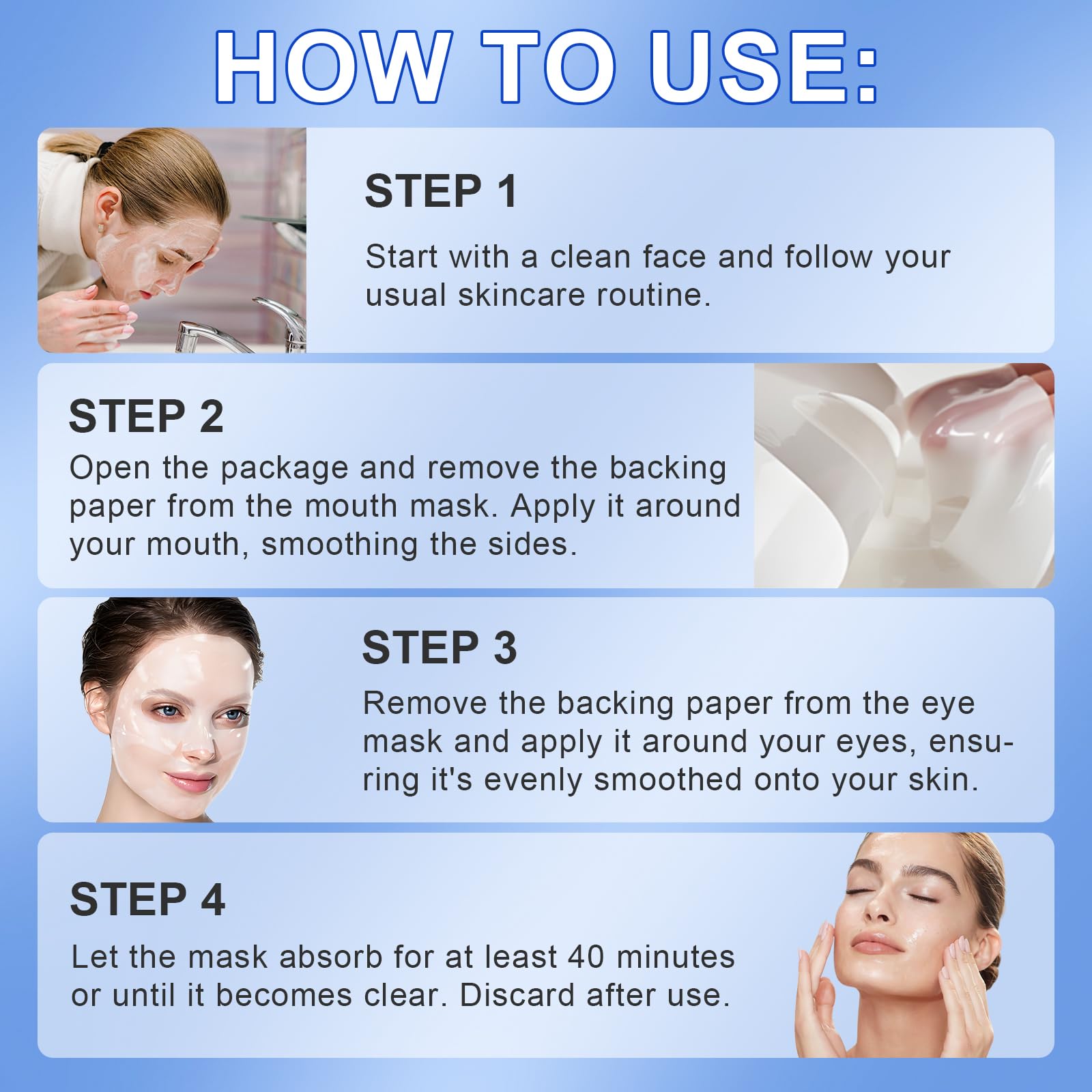 Ruduwu Collagen Face Mask,Firming Collagen Mask with Collagen Peptides for Anti-Aging, Facial Hydrogel Masks with low molecular weight collagen for elasticity and moisturizing