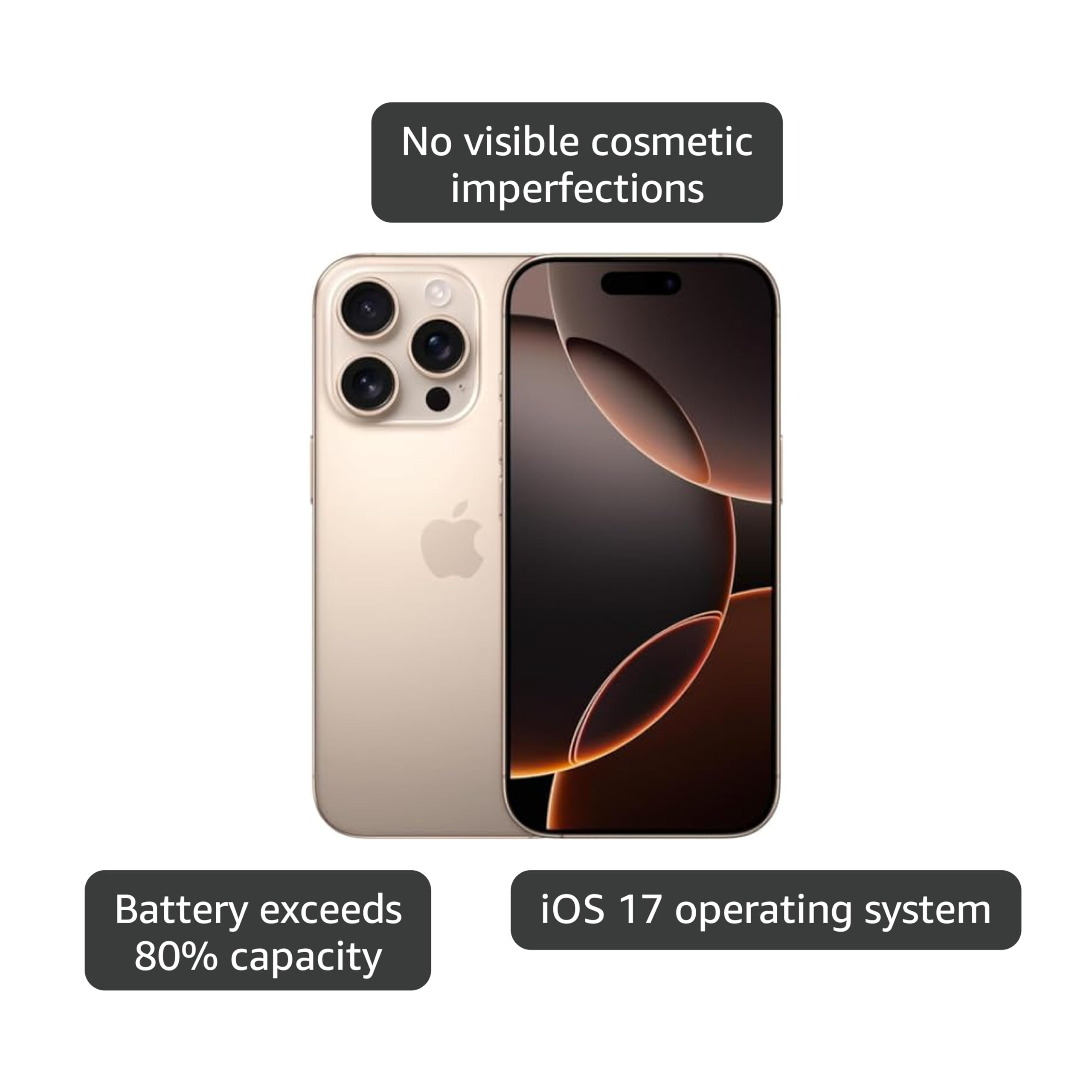 Apple iPhone 16 Pro, US Version, 128GB, Desert Titanium - Unlocked (Renewed)