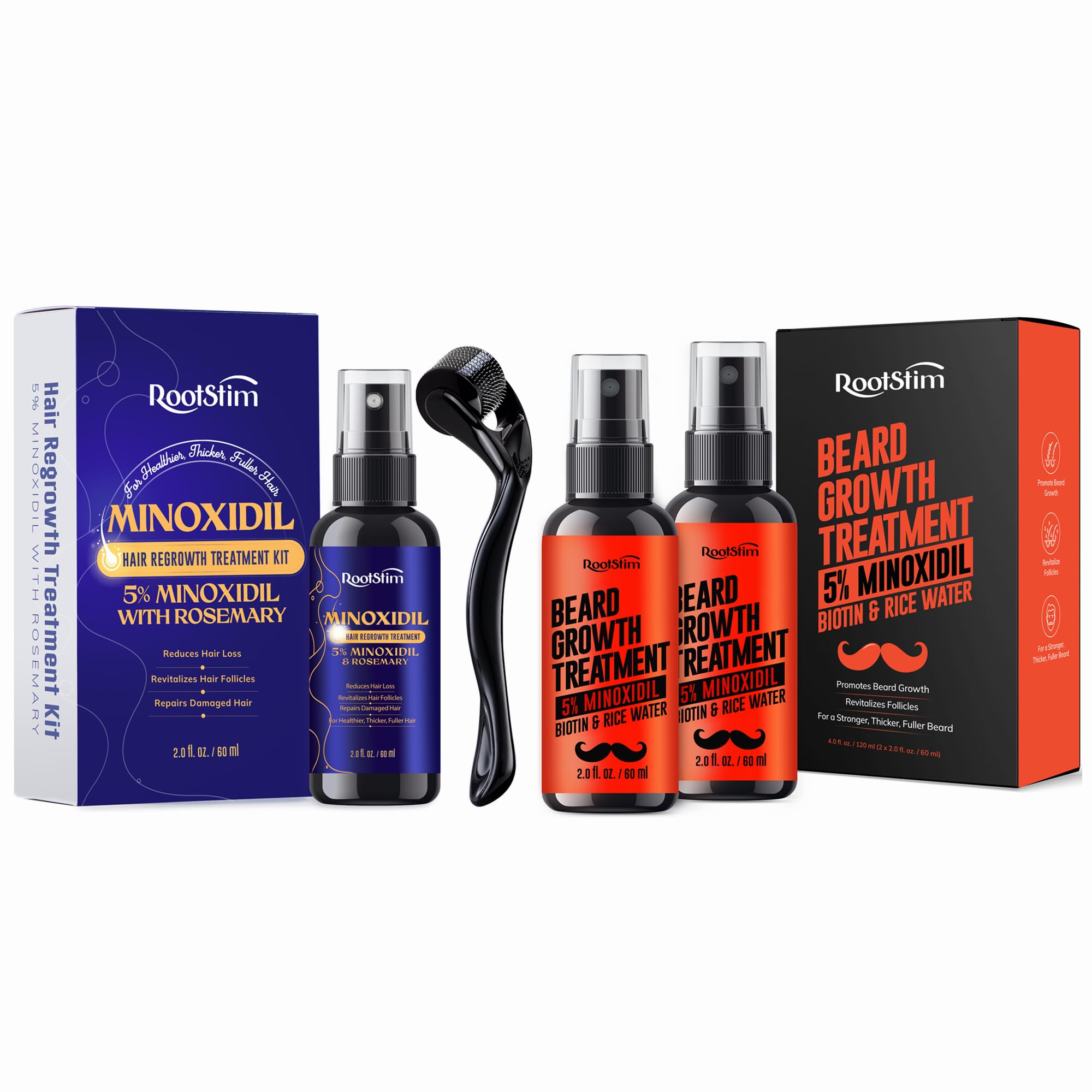 Hair & Beard Growth Serum 2-Pack Kit – Biotin & Rice Water Extra Strength Formula for Thinning Hair, Receding Hairlines & Patchy Beards – Long-Lasting Growth Solution for Men & Women