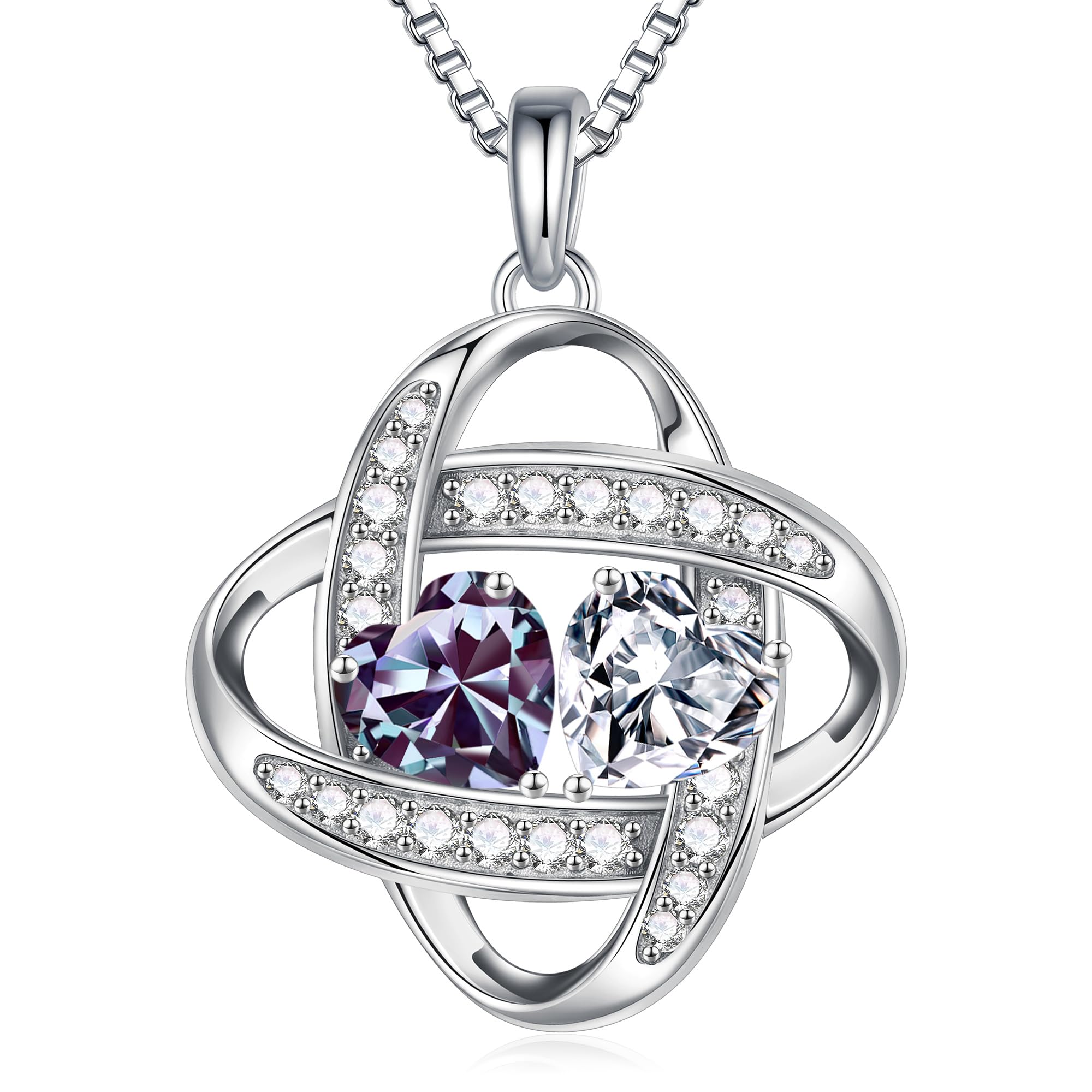 MOOSEA Birthstone Moissanite Necklace Gifts for Women - Anniversary Birthday Gifts for Wife, June Birthstone Necklace for Wife Mom, Alexandrite Necklace Christmas Gifts for Women Her