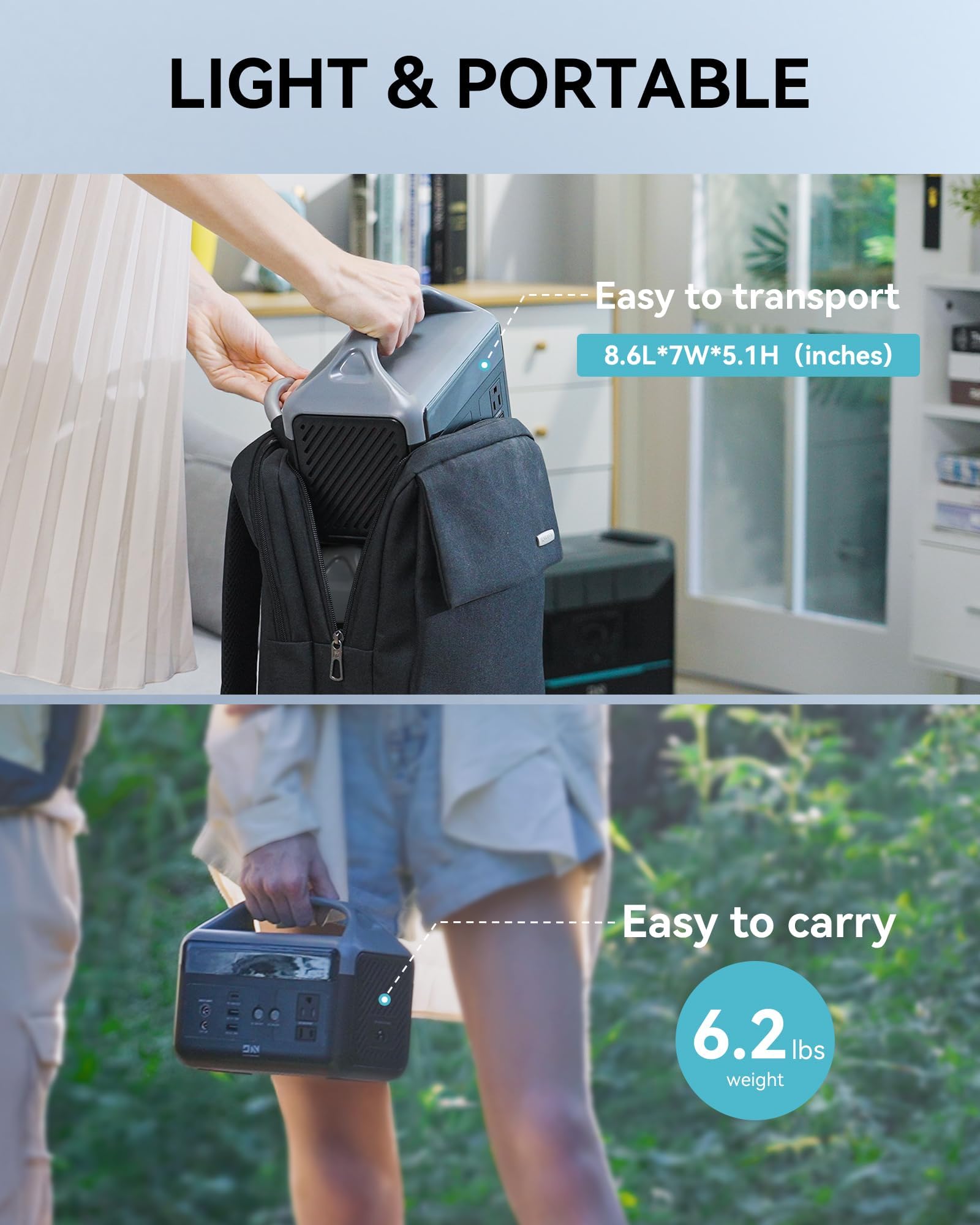 Fast Charging Portable Power Station - DaranEner 179.2Wh LiFePO4 Battery, Solar Generator w/2 300W (Surge 600W) AC Outlets, Camping Generators for Home/Travel/Hunting (Solar Optional)