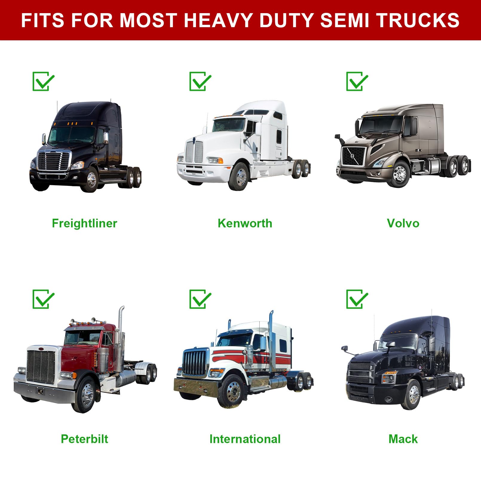 Grandroad Auto Poly Quarter Fenders for Semi Truck, 24" x 24" Black Plastic Quarter Fenders Set with Tube Bracket and Mounting Hardware, Fit for Freightliner, Kenworth, Volvo, Peterbilt,etc. 1 Pair