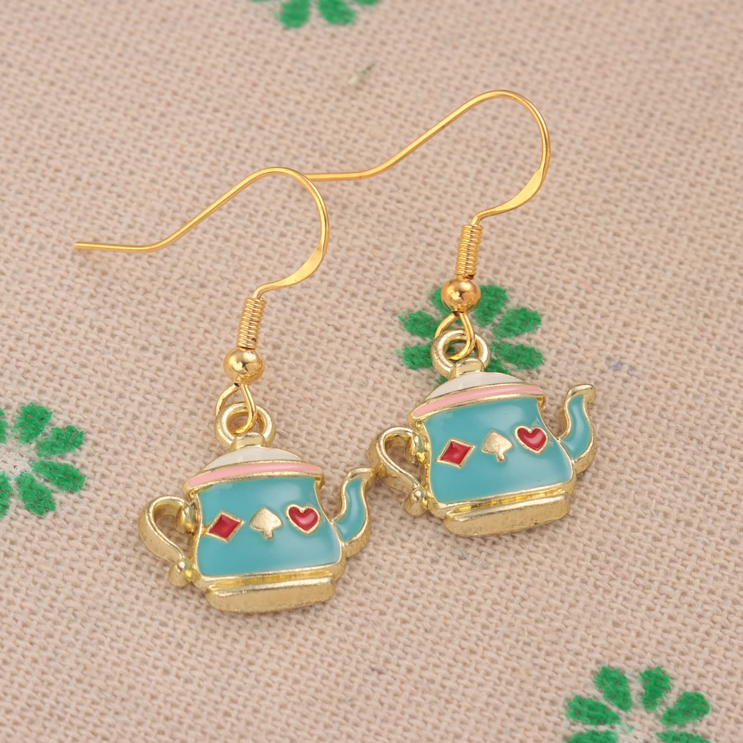 Teapot Themed Gifts For Women Earrings Wonder Land Mini Tea Pot Ornament Bubble Tea Pot Green Teapot Earrings