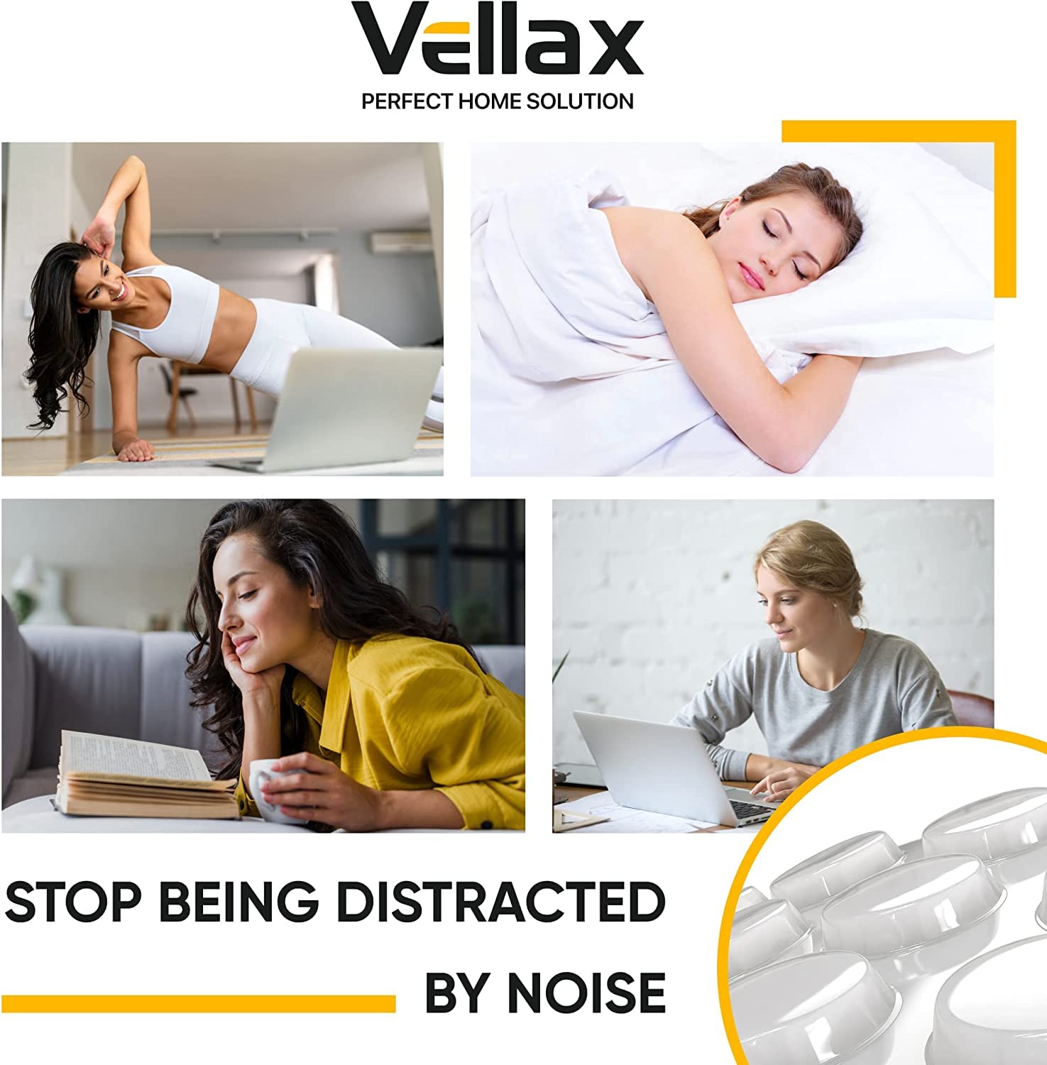 Vellax Cabinet Door Bumpers - Self Adhesive Pads, Cabinet Stoppers, Rubber Bumpers for Drawers, Cupboards, Cutting Boards, Glass Tops, Picture Frames, Kitchen Furniture