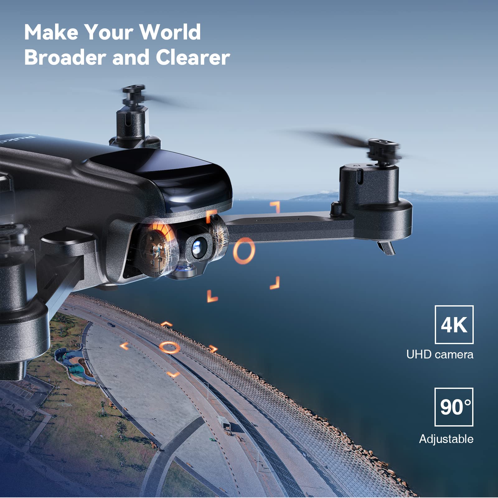 Ruko U11S Drones with Camera for Adults 4k, Built-in Remote ID, 120ยฐ FOV, GPS Auto Return, 40 Mins Flight, 5G Live Transmission, Foldable FPV Drones for Beginners with Follow Me, Circle Fly, Waypoint