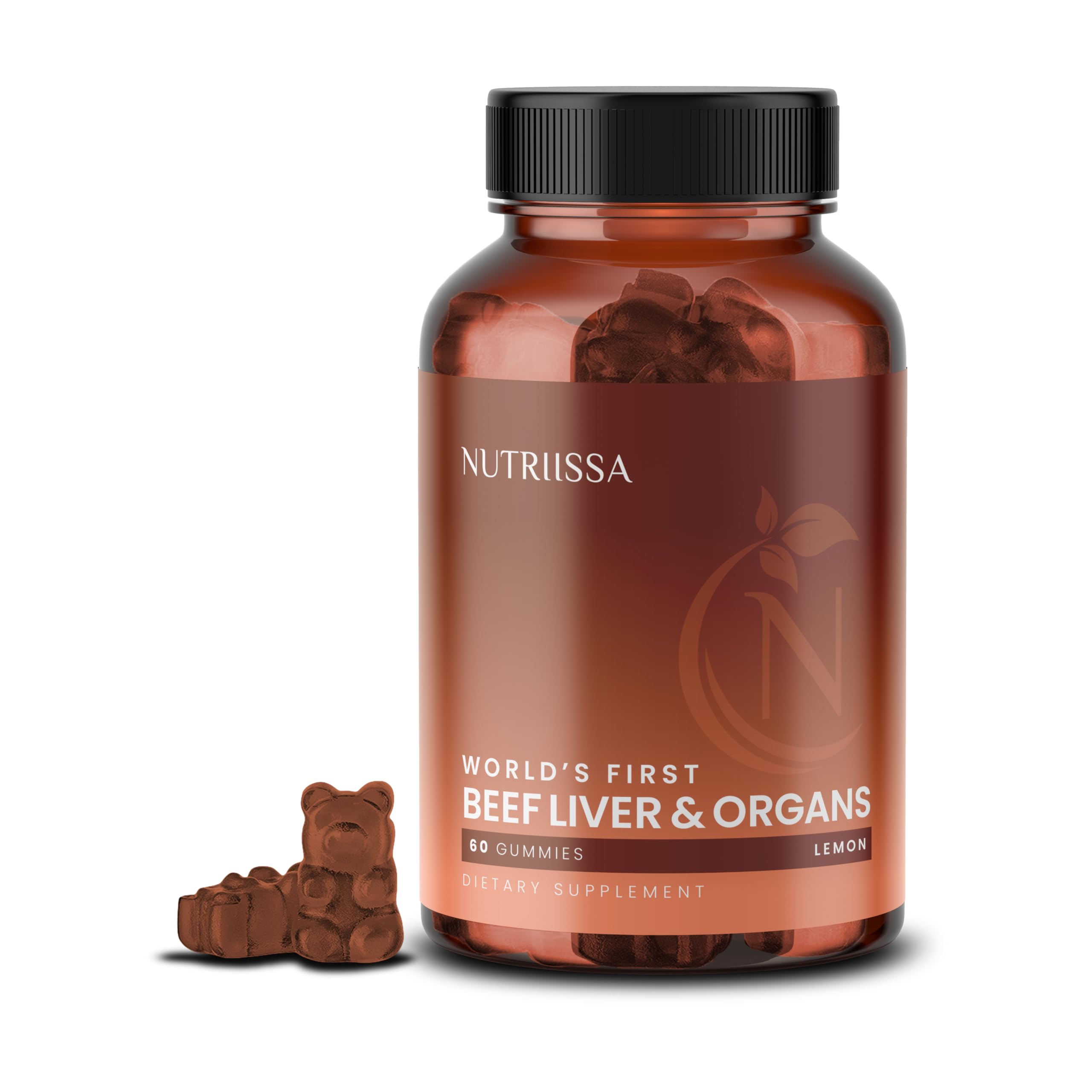 Nutriissa Beef Organ Gummies – Grass-Fed Organ Blend for Nutrient-Rich Support – Liver, Heart, Kidney, Pancreas & Spleen – EPEB Certified – 60 Lemon Flavored Gummies