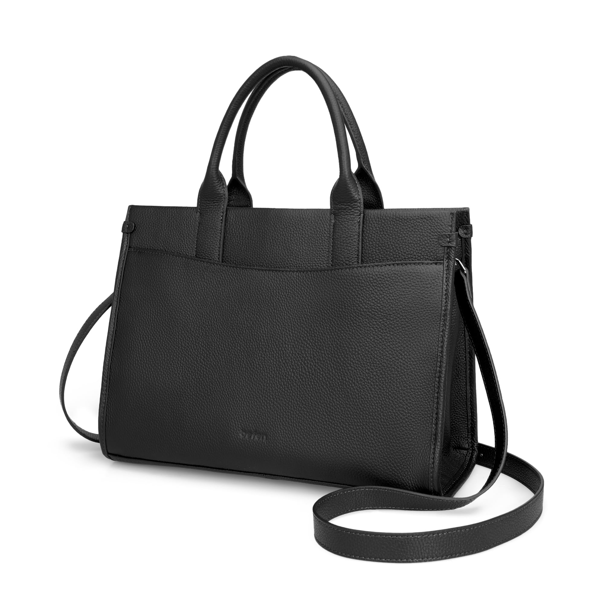 befen Genuine Leater Tote Bag, Medium Satchel Bags for Women with Top-handle, Womens Purses and Handbags Shoulder Crossbody Designer Satchel Handbags with Zipper Crossbody Strap, Black