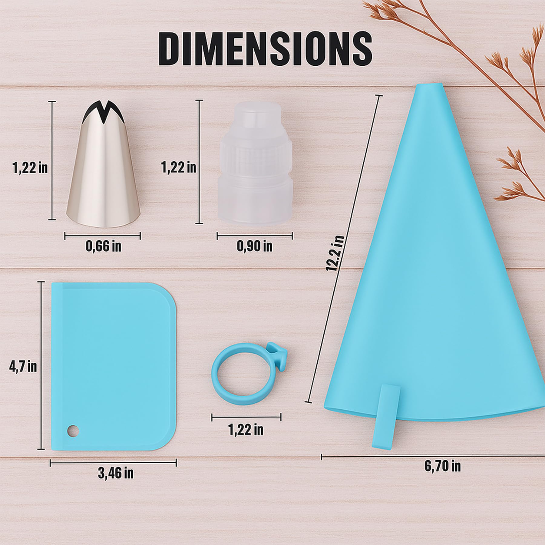 Piping Bags and Tips Set, Reusable Cake Decorating Supplies with 2 Reusable Bags, 12 Icing Tips, 2 Silicone Rings, 2 Couplers and 3 Scrapers, Cake Baking Tools for Cookie Icing Cupcakes