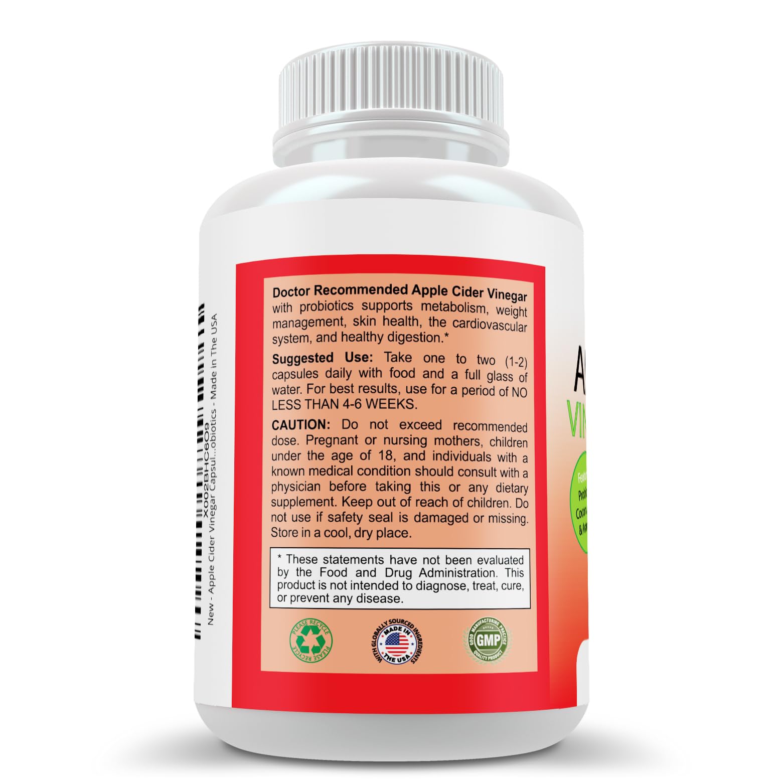 Apple Cider Vinegar Capsules - 100% Organic Apple Cider Vinegar Pills 1500 mg - Natural Digestion, Immune Booster Support & Cleansing Supplement with Probiotics - Made in The USA