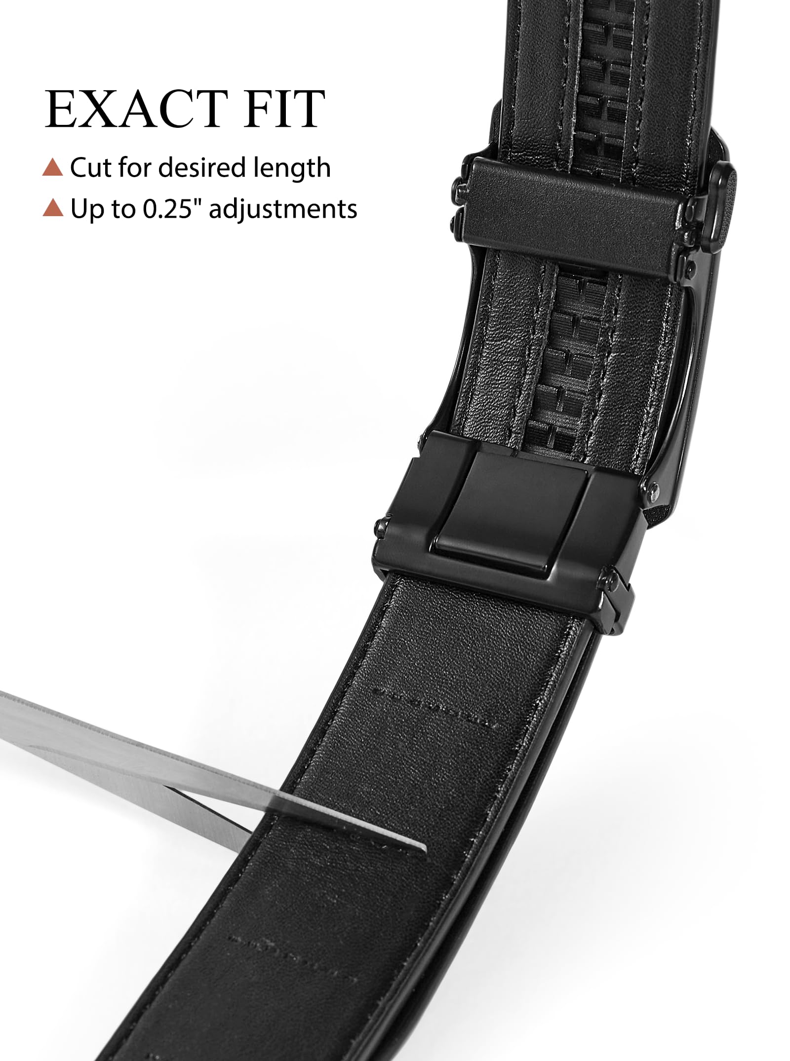 SKiporty Men's Ratchet Belts Leather Comfort Adjustable Click Belt With Slide Buckle for Men Casual Work Jeans Gifts Box