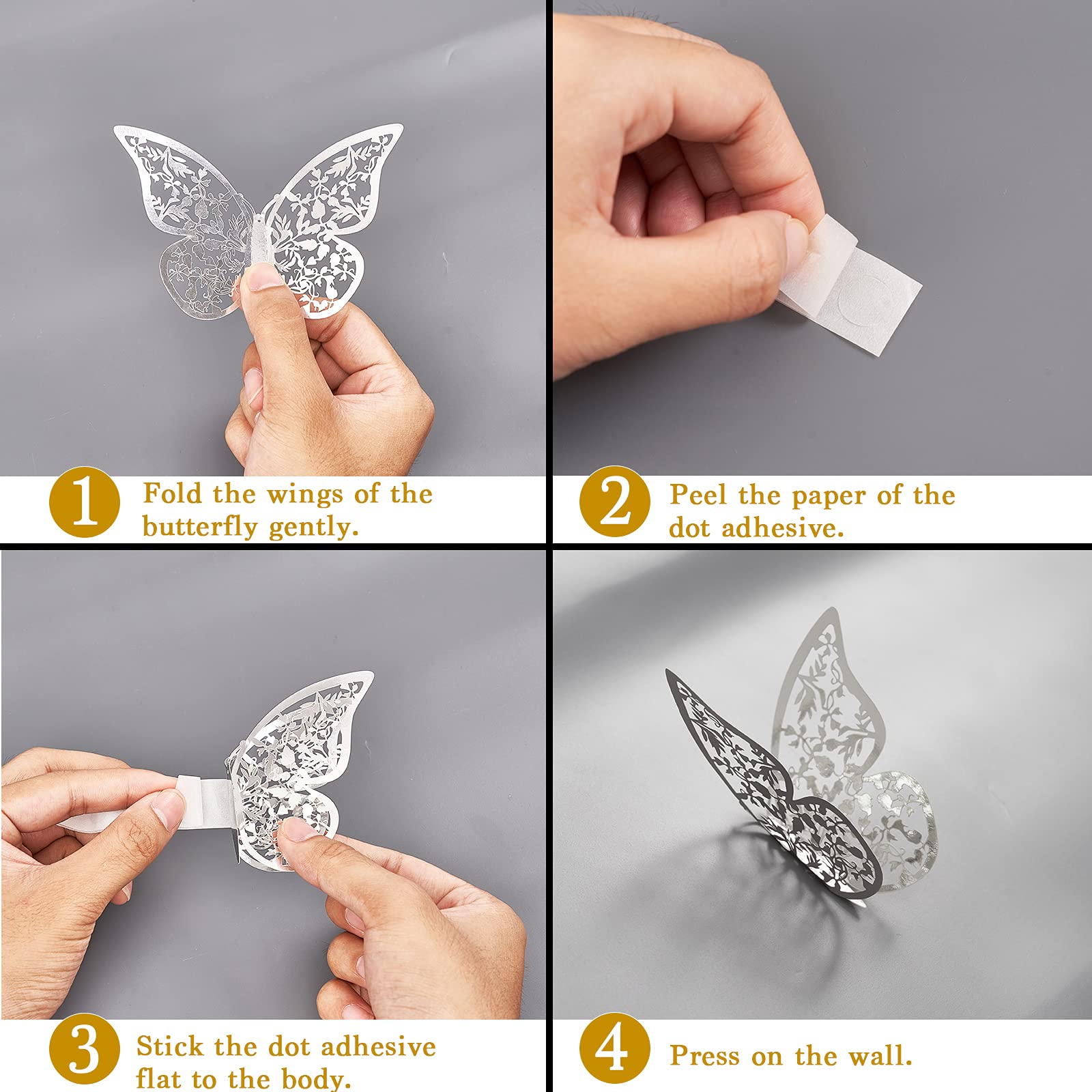 PartyWoo Butterfly Wall Decor, 84 pcs 3D Butterfly Wall Decals, 3 Sizes Removable Room Decor Stickers, Butterflies Decorations Murals for Cake Party Window Crafts