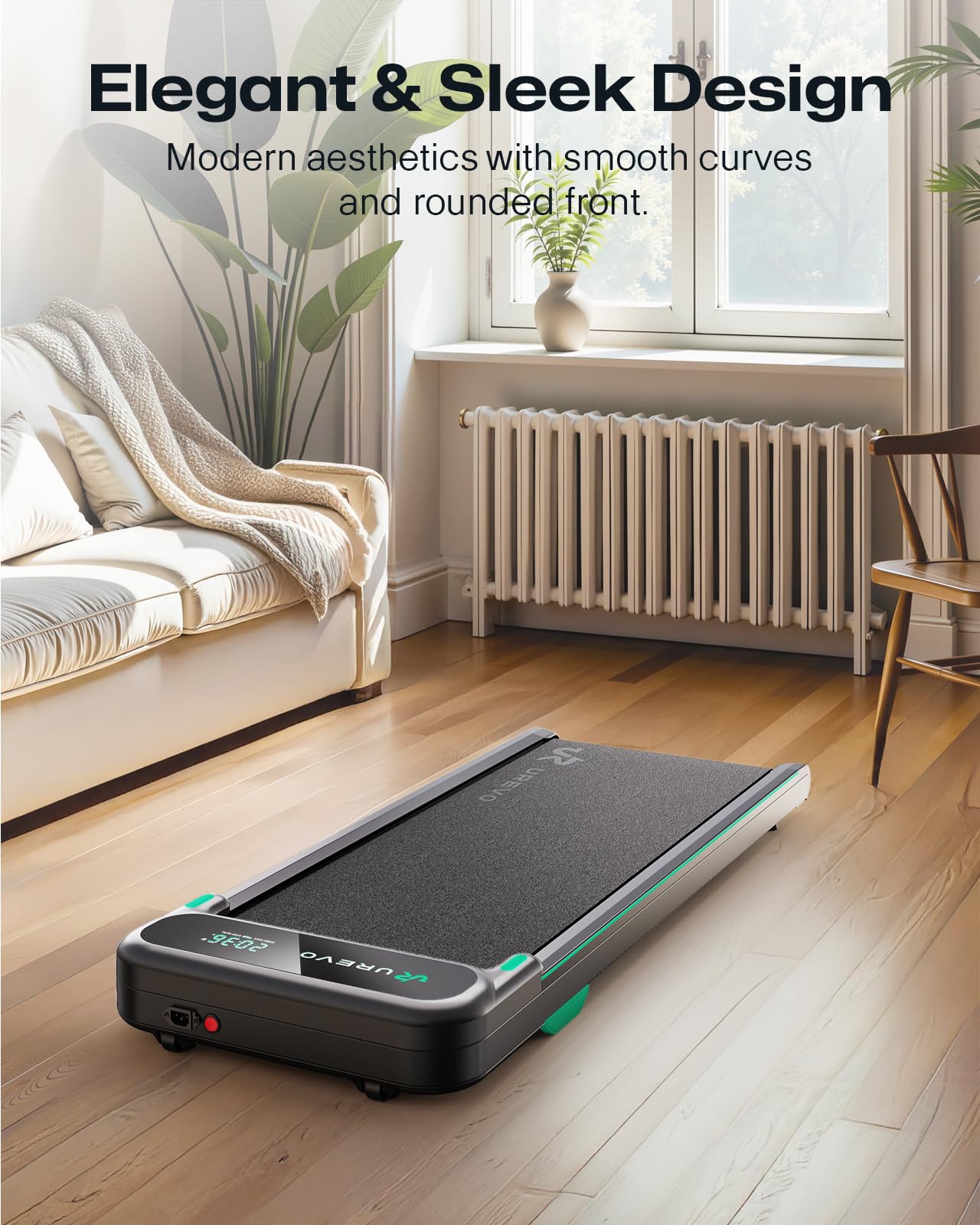 UREVO 2025 Upgrade Smart Walking Pad with MIIT Modes, Walking Pad Treadmill with APP, Treadmills for Home 2.5 HP Motorized, Plug and Play Jog Machine with HiveTech Cushioning, Remoter and LED Display