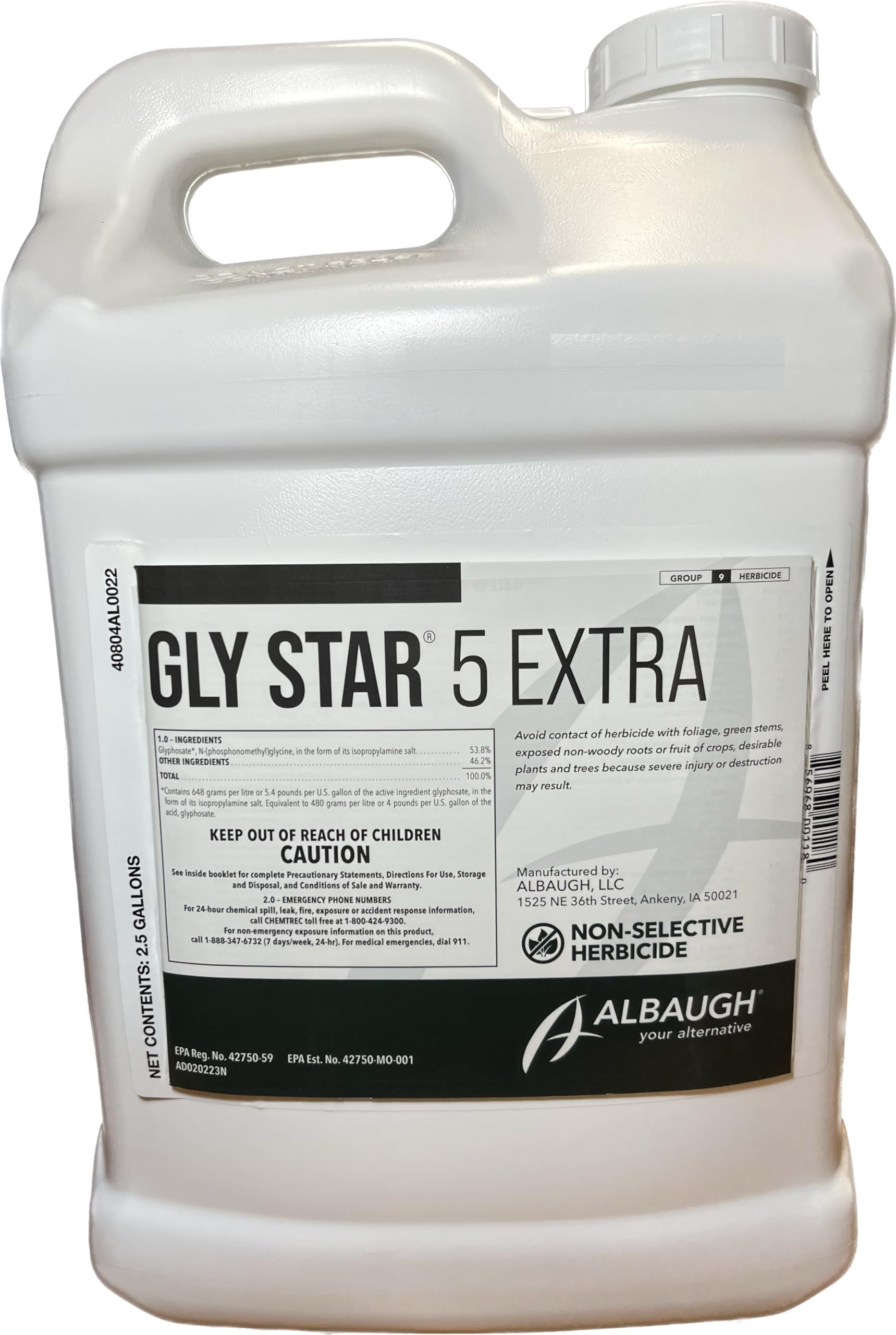 Gly Star 5 Extra (2.5 Gallons) by Agri Star - Compare to Roundup Custom, Glyphosate Concentrate...53.8%