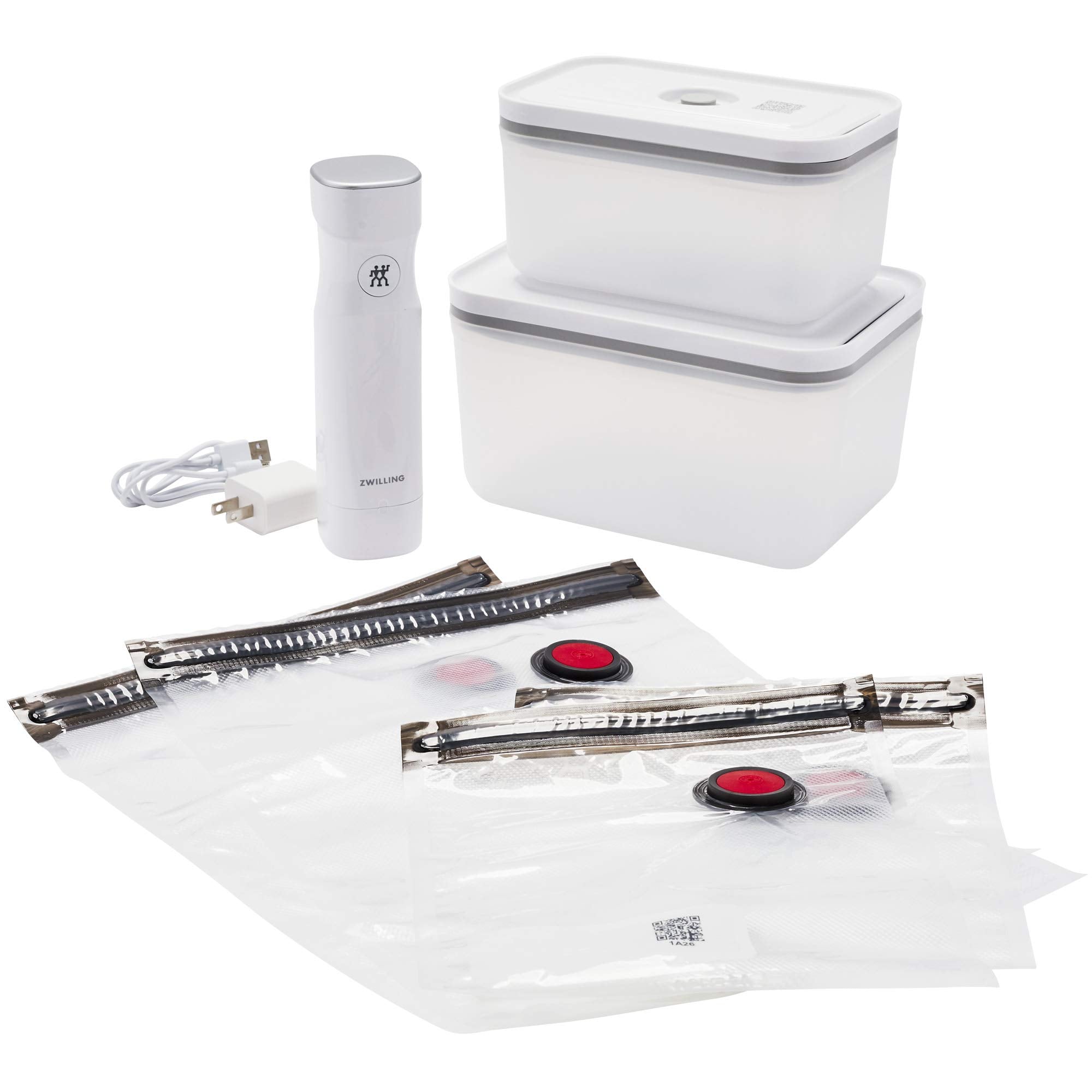 ZWILLING Fresh & Save 7-pc Vacuum Sealer Machine Starter Set, Sous Vide Bags, Meal prep, Airtight Food Storage Containers, Gift Set