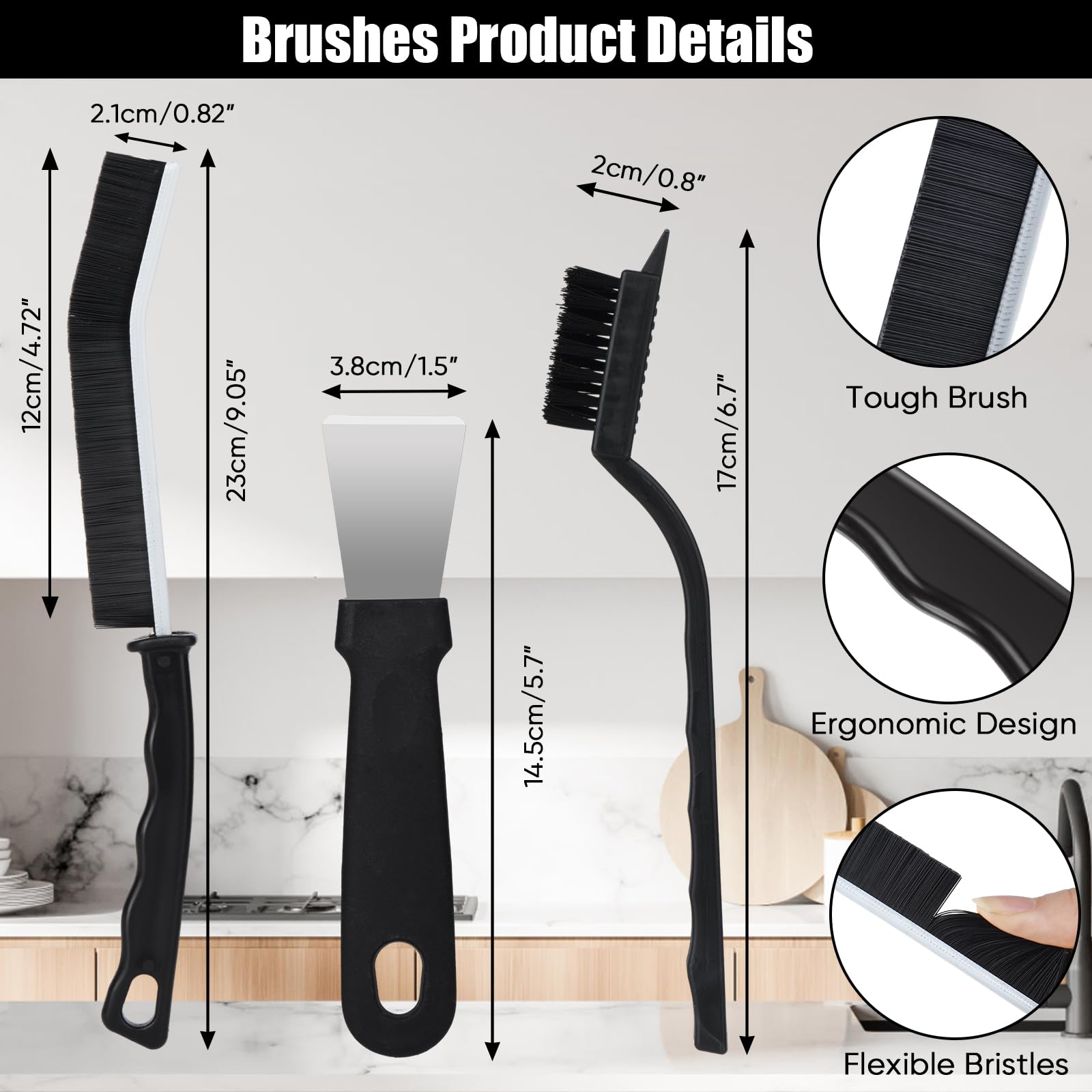 Crevice Cleaning Brush,8 Pcs Multifunctional Cleaning Brush Tools,Hard Bristle Crevice Cleaning Brush,Crevice Cleaning Brushes for Household Use Bathroom Tiles Kitchen Practical and Durable