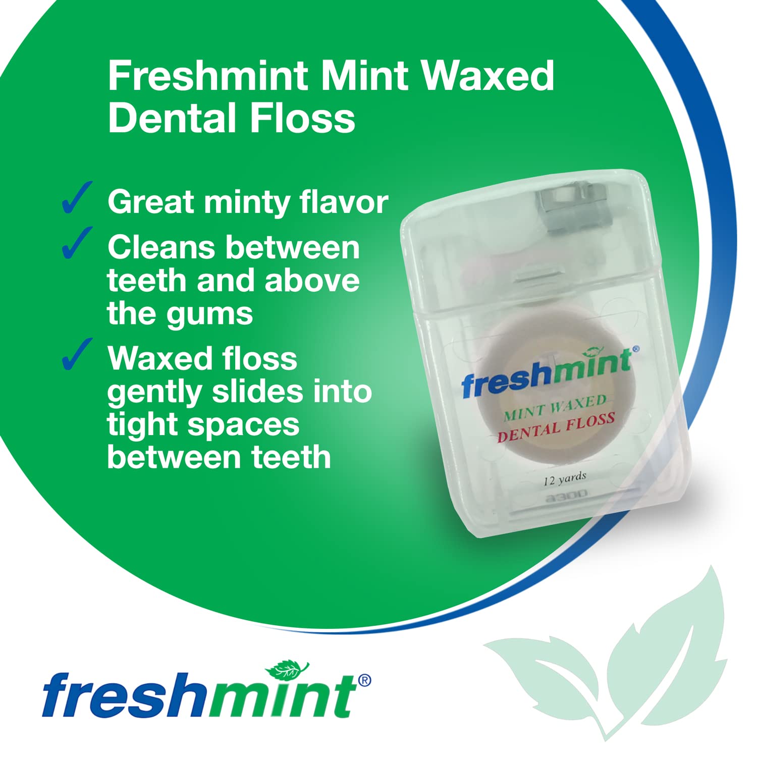 144 Spools of Freshmint® 12 Yards Mint Waxed Dental Floss