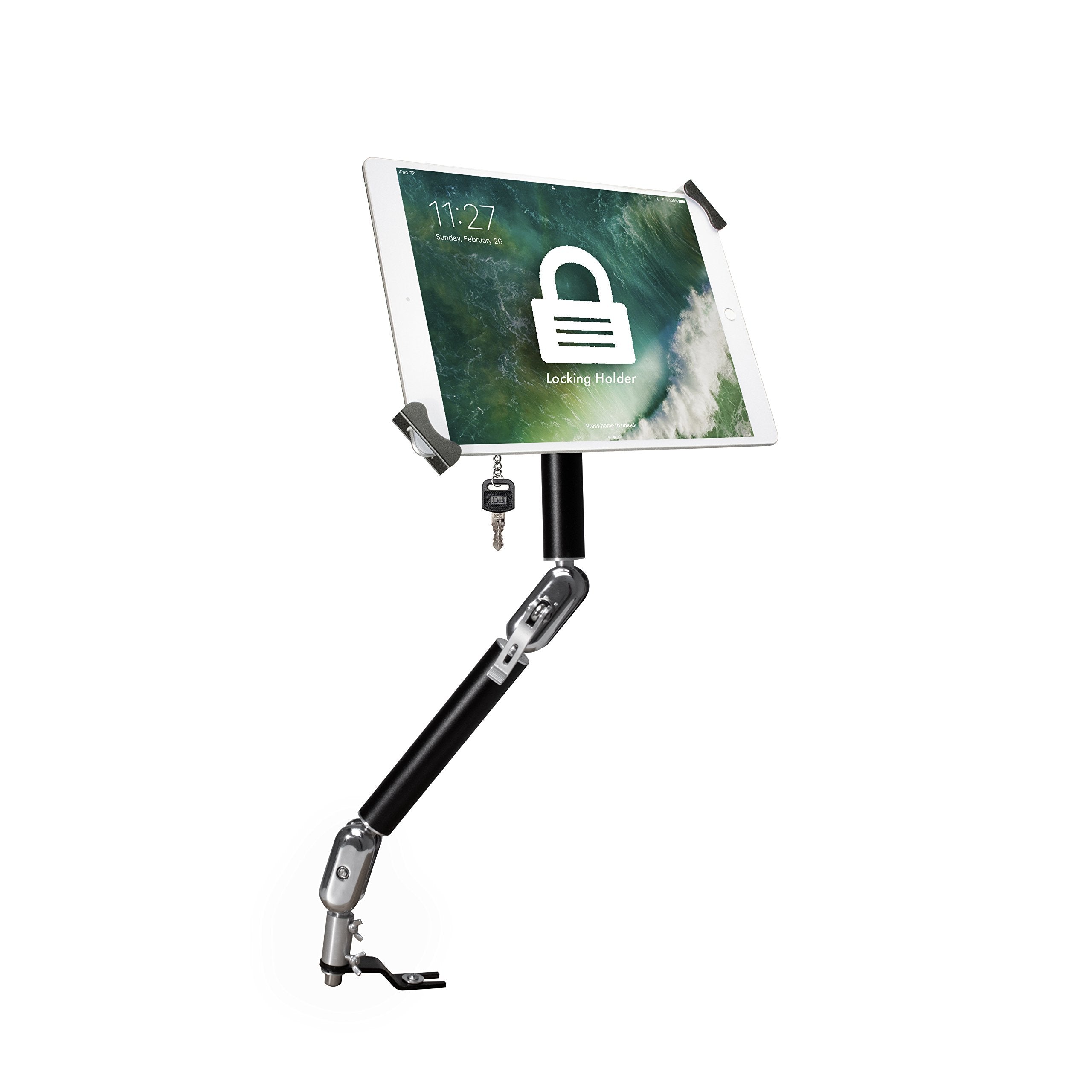 Multi-Flex Car Mount – CTA Flex Security Car Mount with Lock and Key Security Enclosure for iPad 10th Gen 10.9-inch | iPad 7th /8th /9th Gen 10.2-inch & Other 7-14-inch Tablets - Black (PAD-MFSCM)