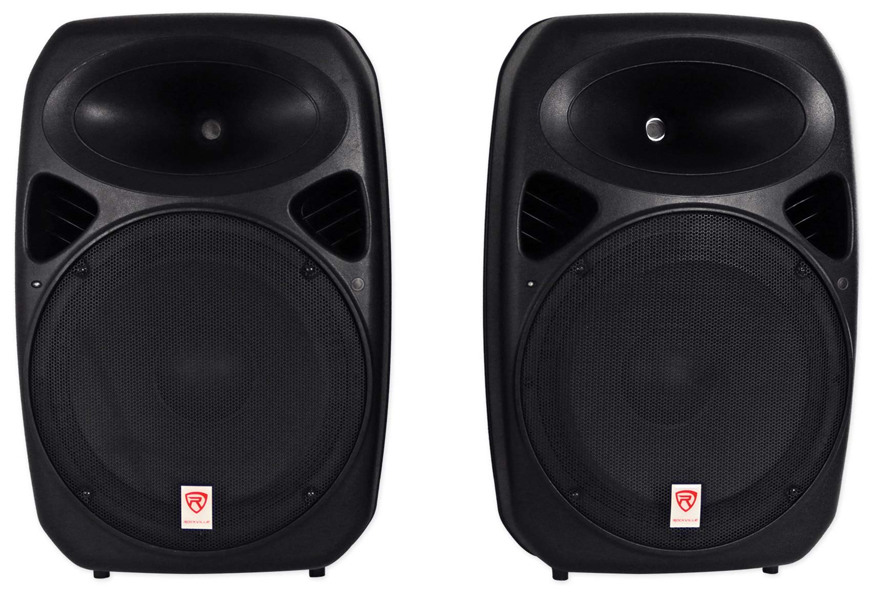 Rockville RPG152K Dual 15" Powered Speakers, Bluetooth+Mic+ Stands+Cables