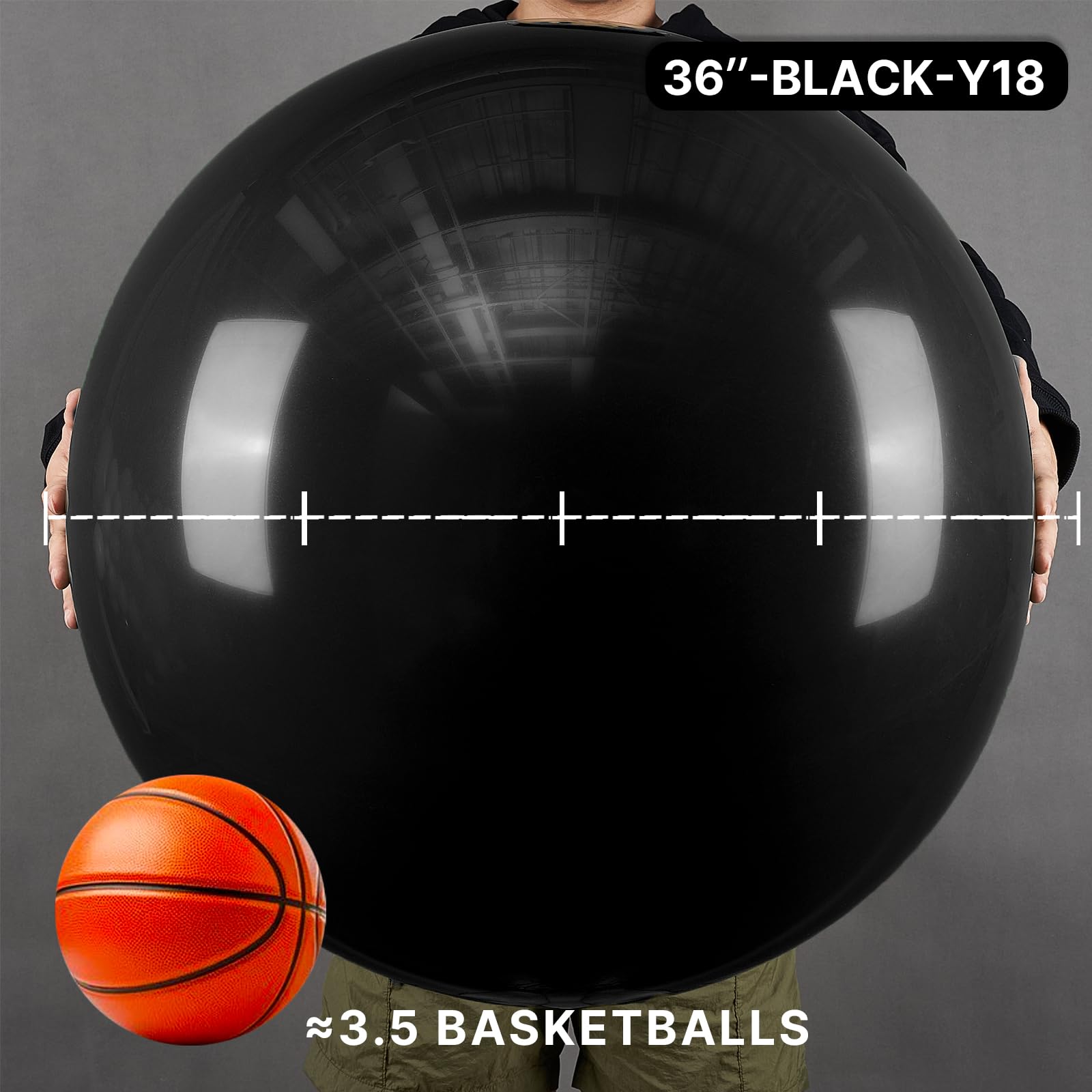 PartyWoo Black Balloons 4 pcs 36 Inch Extra Large Big Jumbo Giant Matte Black Latex Helium Balloons for Graduation Halloween New Year Anniversary Birthday Retirement Party Decorations Black-Y18