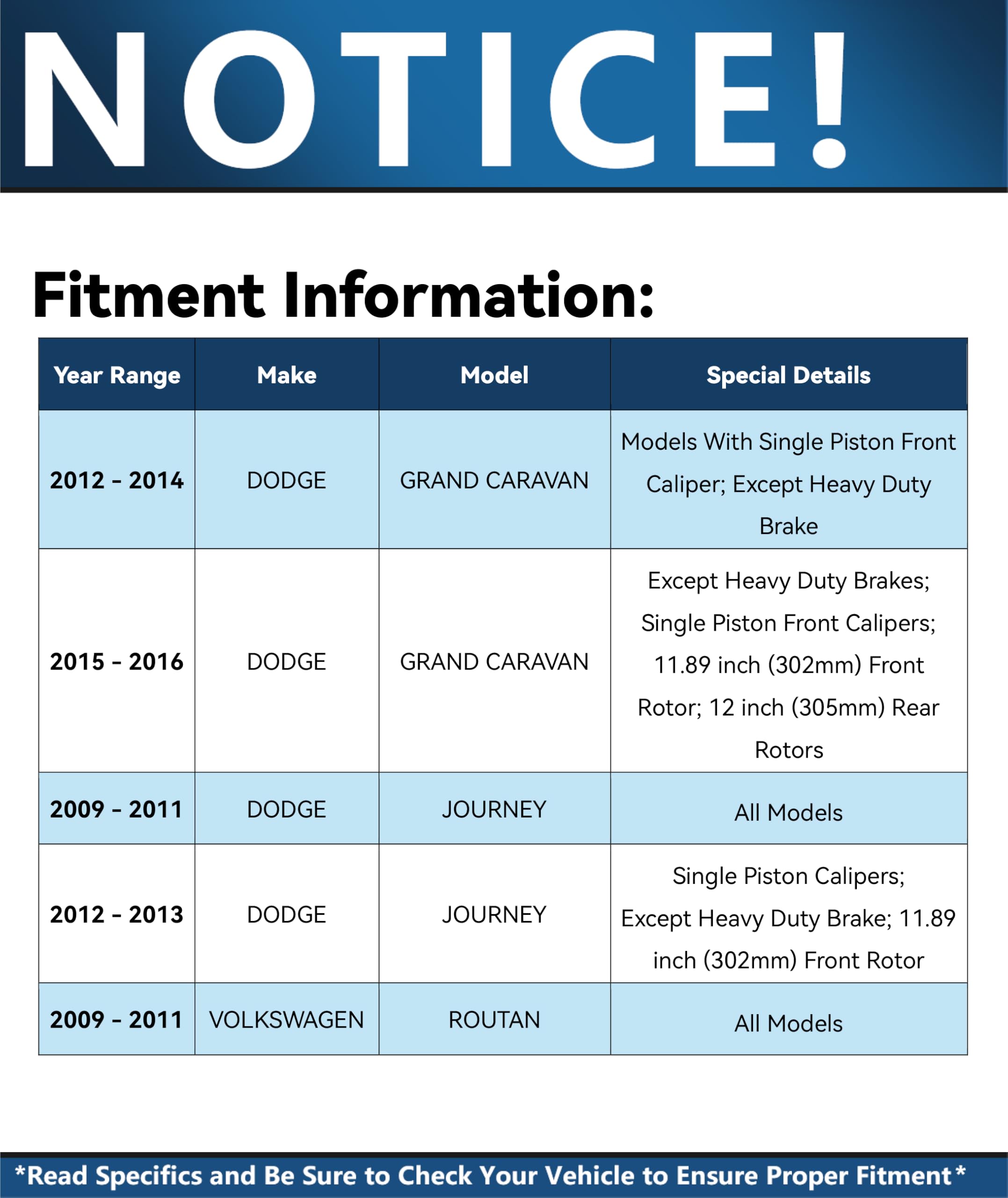 Detroit Axle - Front Brake Kit for Chrysler Town & Country Dodge Journey Grand Caravan Routan Disc Brakes Rotors Ceramic Brake Pads : 11.89" inch Rotor