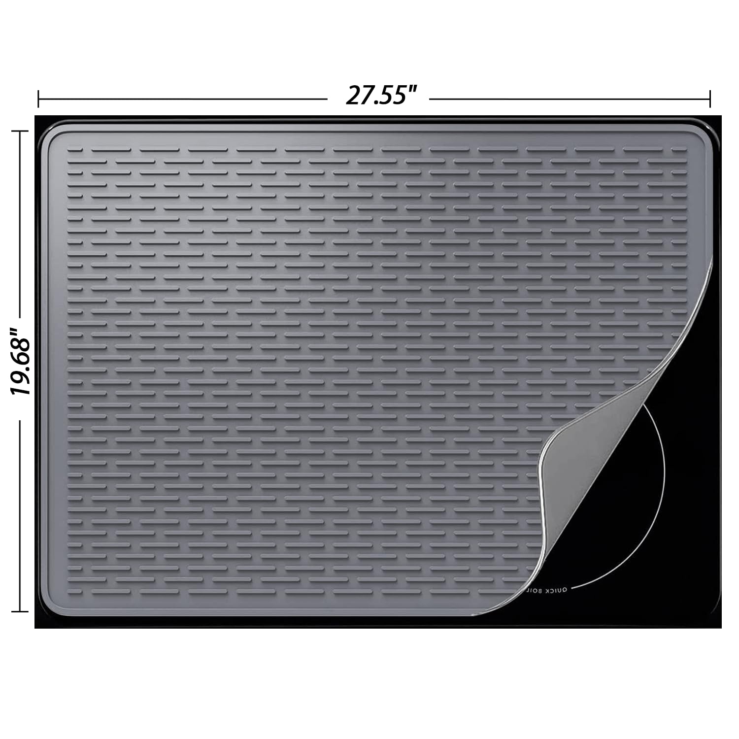 Stove Top Cover for Electric Stove - Silicone Stove Mat for Glass Top Stove, Glass Cooktop Protector, XL Dish Drying Mats For Kitchen, Range Covers for Electric Stove (Gray, 28 x 20)