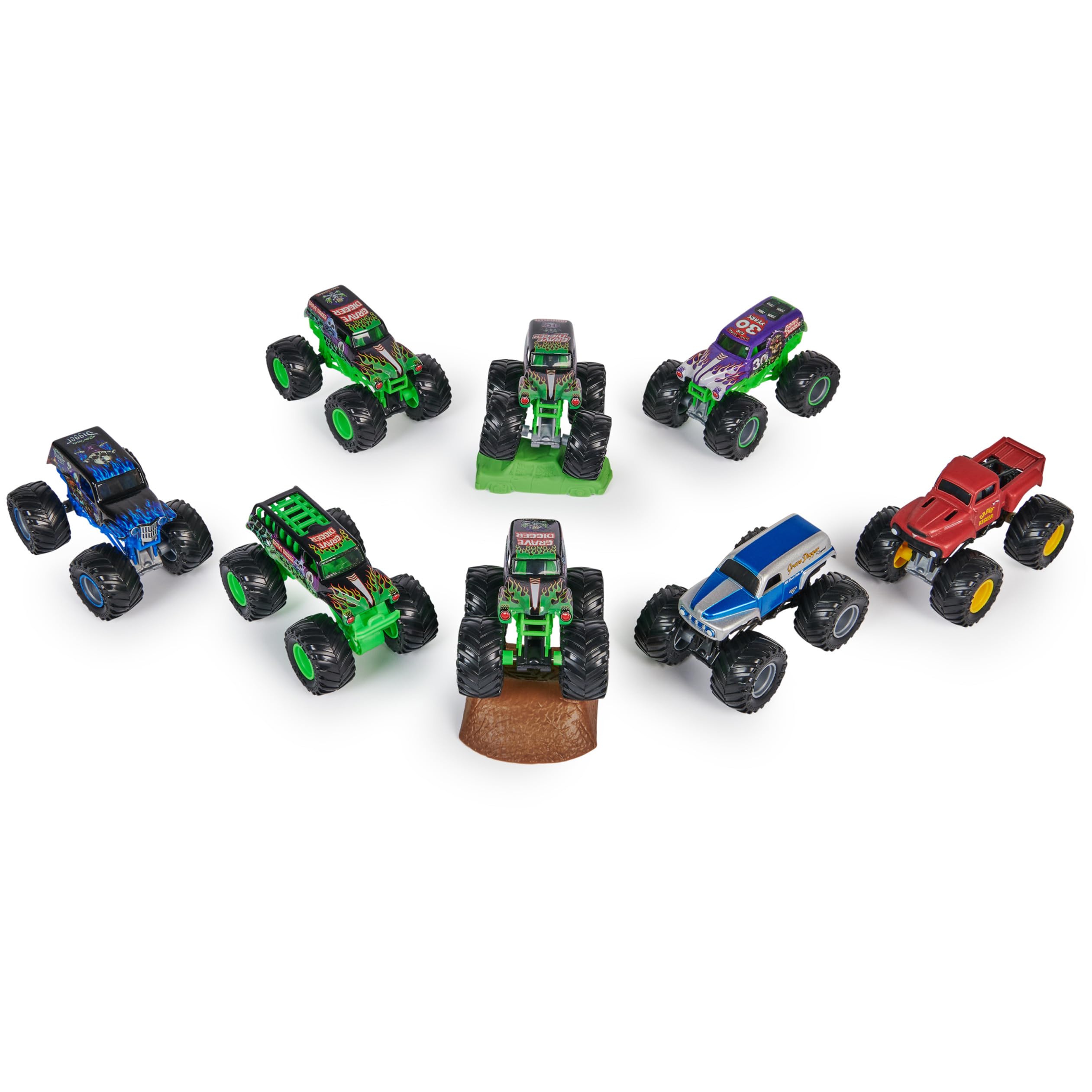Monster Jam, Grave Digger 40th Anniversary 8-Pack Monster Trucks with Bonus Accessories, 1:64 Scale, Kids Toys for Boys and Girls 3 and up