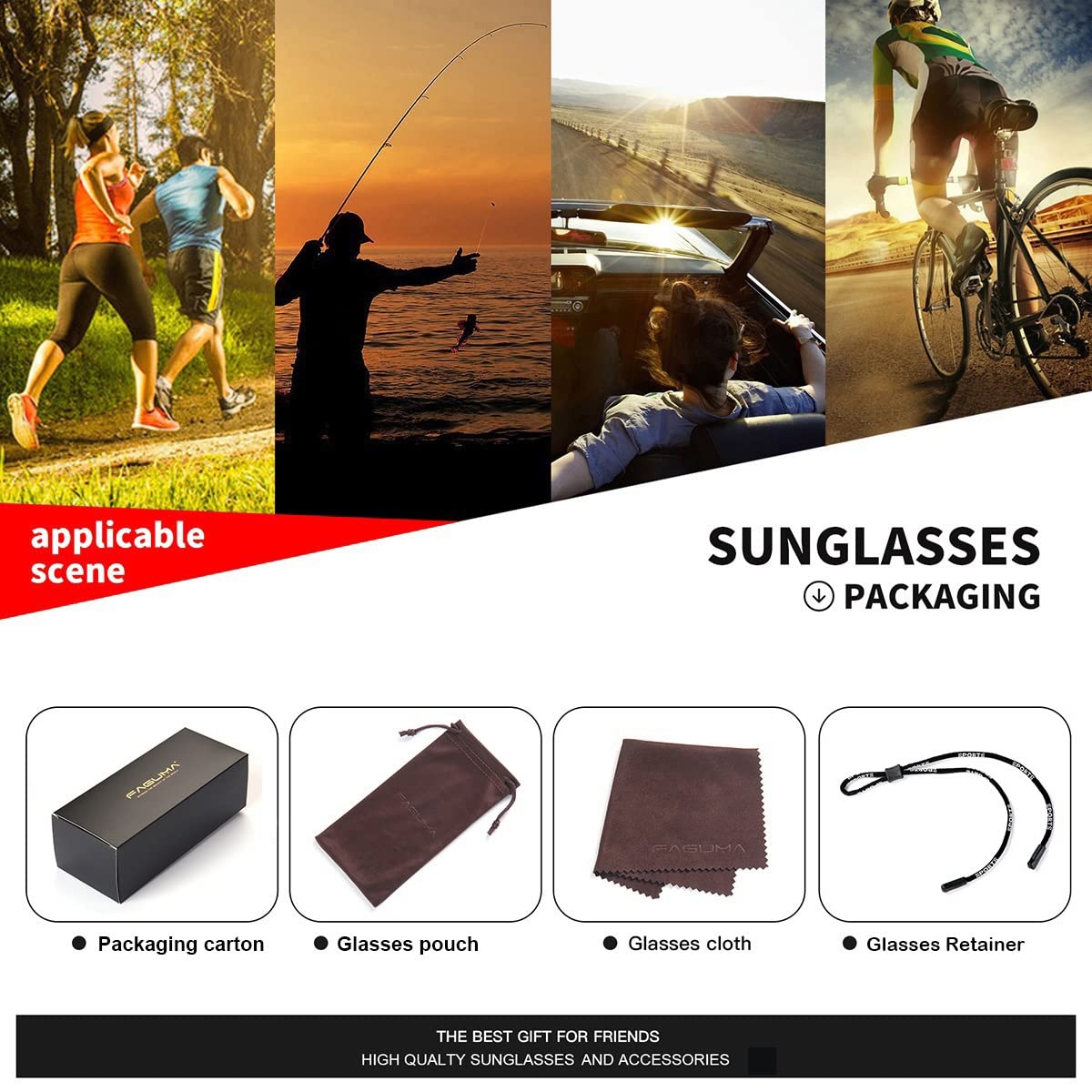 FAGUMA Sports Polarized Sunglasses For Men Cycling Driving Fishing UV400 Protection