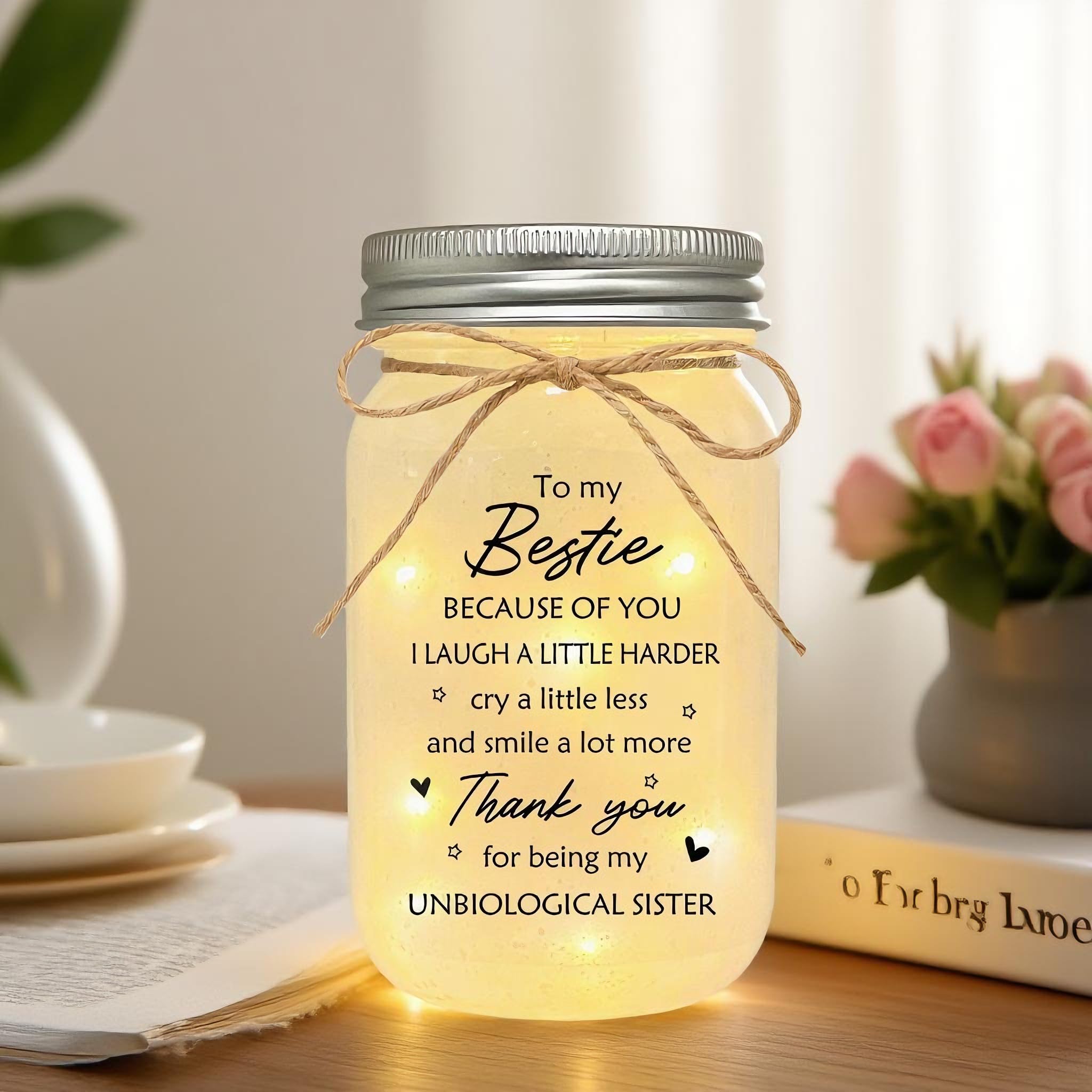 LE XIAOXI Best Friend Birthday Gifts for Women, Mason Jar Night Lights - Christmas Mother's Day Birthday Gifts for Women Friendship