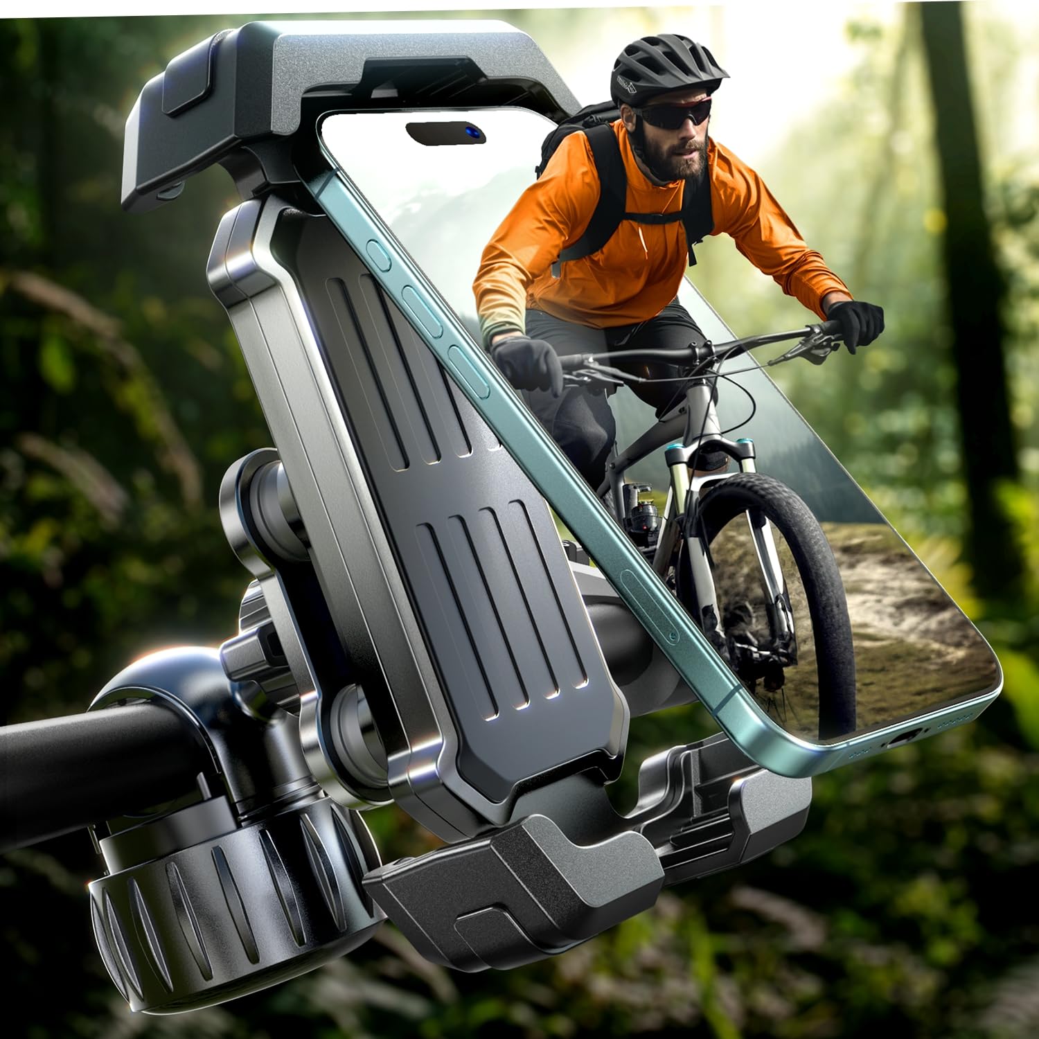 LISEN Bike Phone Holder, Dirt Mountain Bike Accessories for Men Kids Handlebar E Bike Phone Holder, Bicycle Phone Mount, Dirtbike Mini Bike Accessories for iPhone Android 4.7"-7" Smartphones