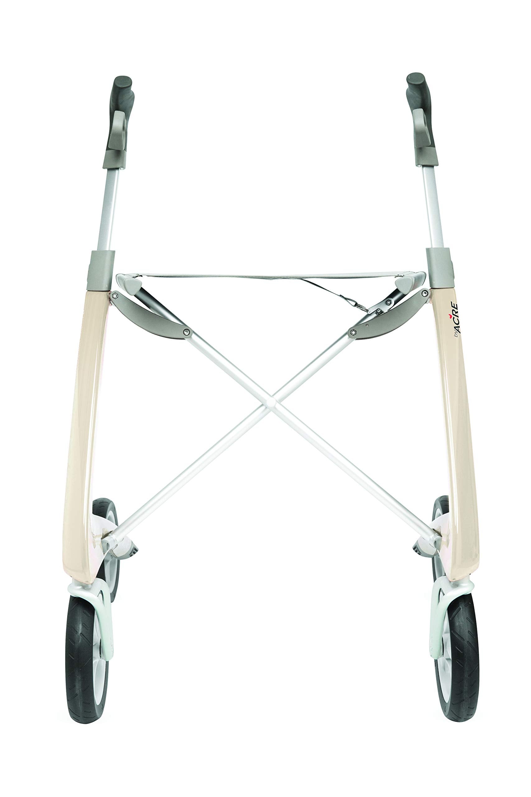 byACRE Carbon Ultralight Rollator Walker with Organizer Bag, Wide Track, Oyster White