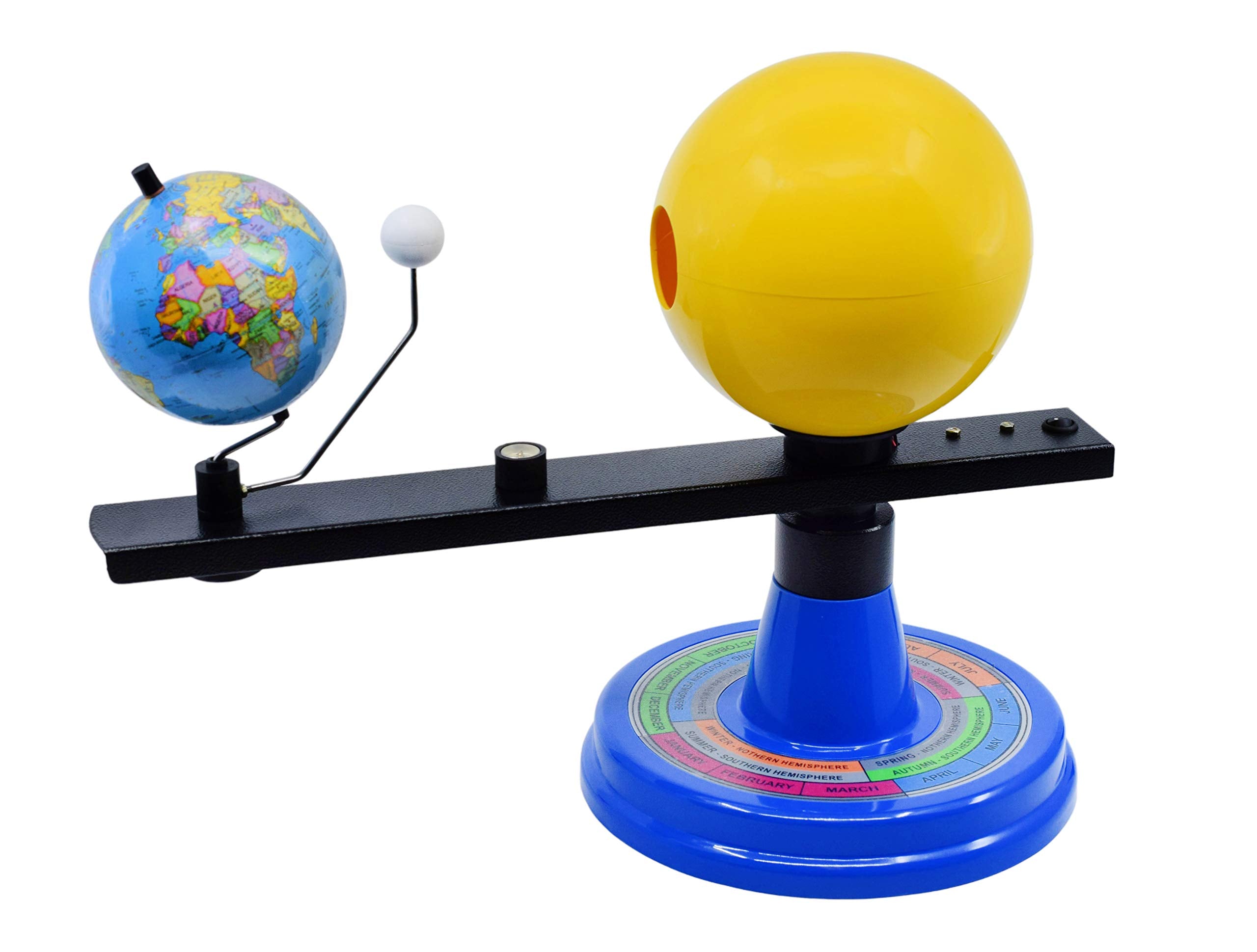 EISCO Illuminated Sun, Earth & Moon Orbital Model, 12.25" H x 16.25" W - 12V Light Bulb Demonstrates Sunlight on Earth & Moon - Solar Eclipse Demonstration - Includes Experiment Guide