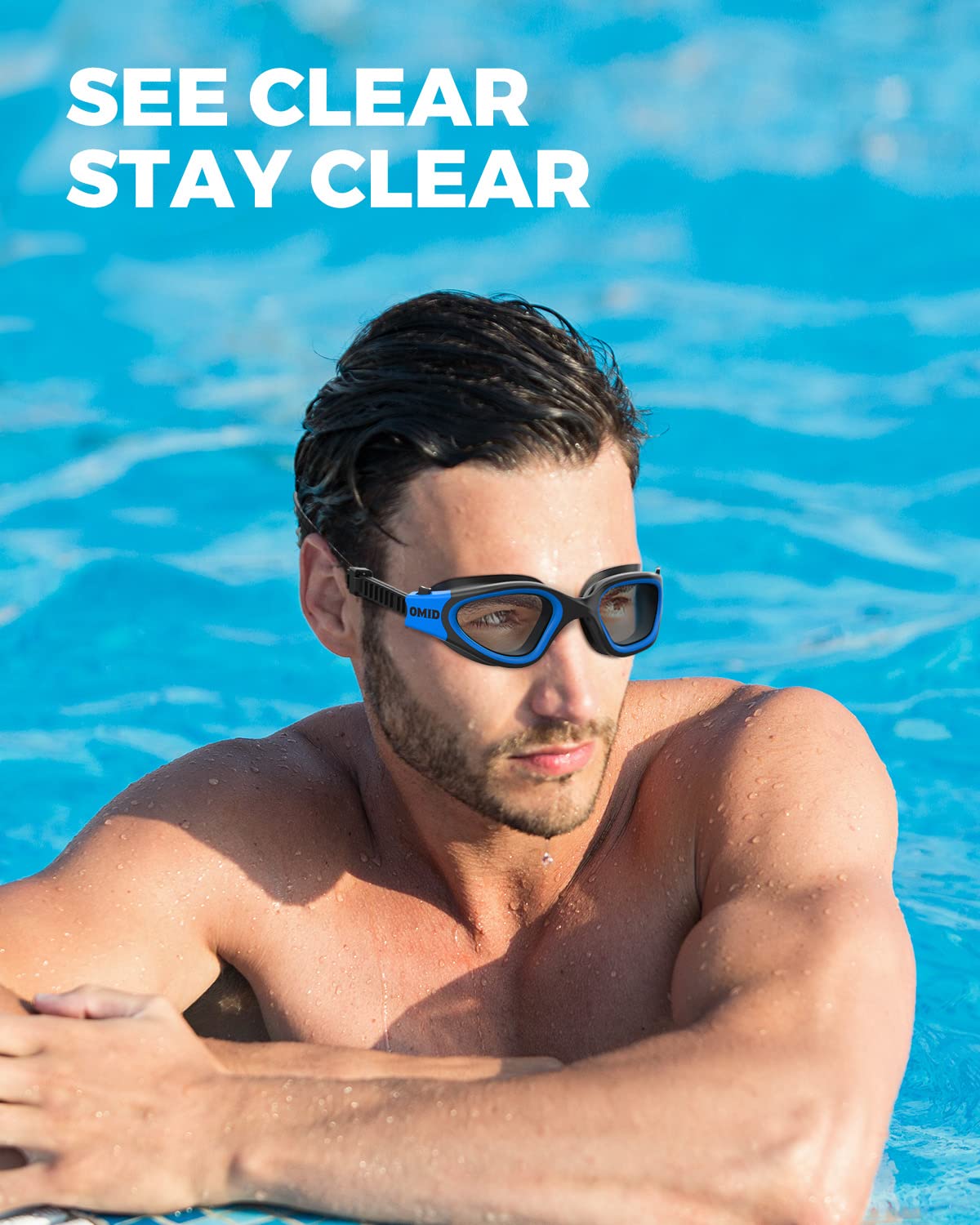 OMID Swim Goggles, P2 Lite Comfortable Swimming Goggles, Anti-Fog Leak Proof UV Protection Crystal Clear Vision Swim Goggles for Men Women Adult Youth (Clear)