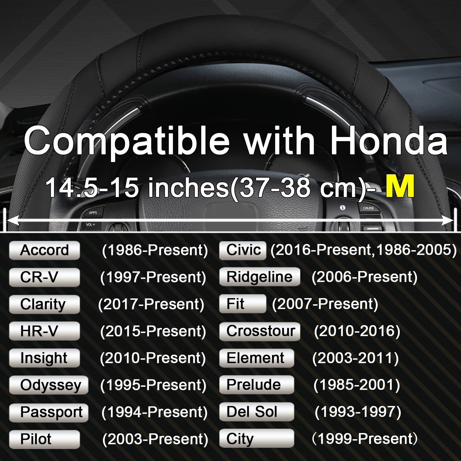 West Llama Customized Auto Car Steering Wheel Cover for Honda (Black)