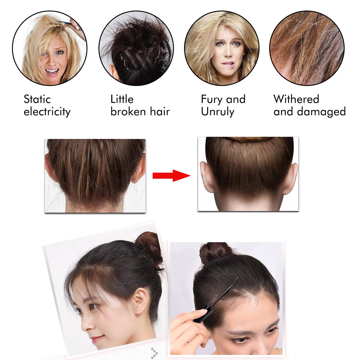 BestLand 2 Pcs Hair Finishing Stick, Hair Mascara Flyaway Hair Tamer Stick, Refreshing Not Greasy Feel Shaping Gel, Wax Fixer for Bangs, Edges, Frizz and Baby Hairs Control, Slick Back Hair Product