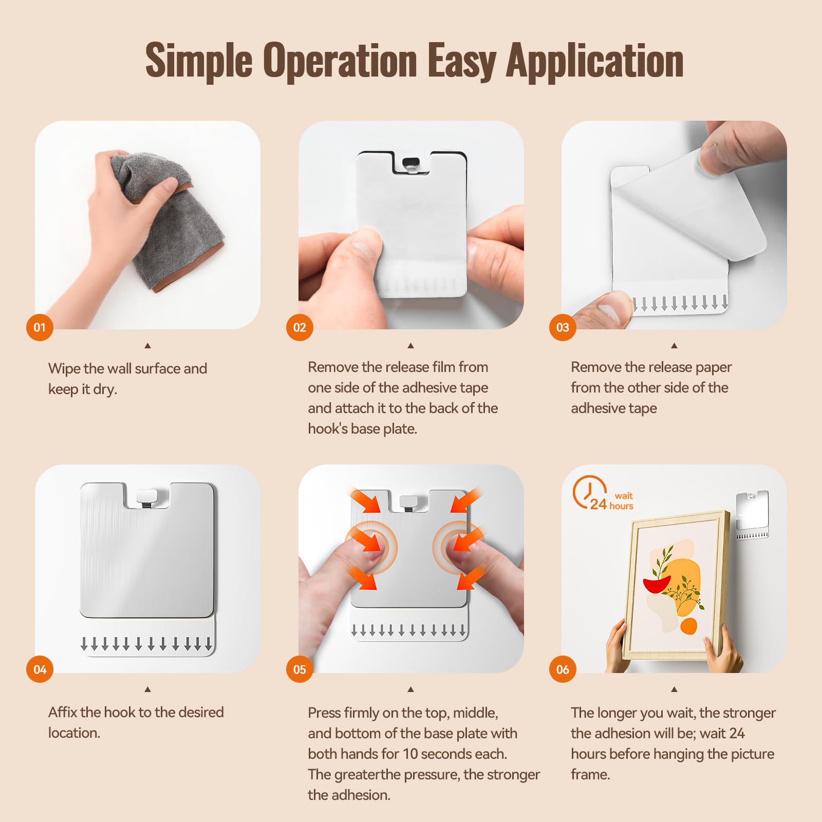 PHIXBEAR Metal Picture Frame Hangers No Damage to Wall Paint, 4 Pack Extra Large Picture Hanging Strips Hardware Kit, Damage Free Hanging, Picture Hooks Sawtooth Picture Wall Hangers Without Nails