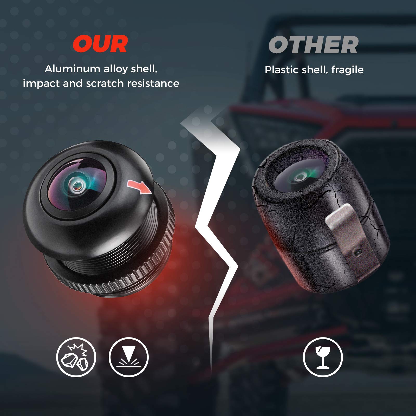 KEMIMOTO PRO XP Front Camera, HD Wide-Angle for Factory Installed 7 in Ride Command Accessories Compatible with Polaris RZR PRO XP XP 4 Turbo 1000 900 PRO R (IP67 Waterproof)