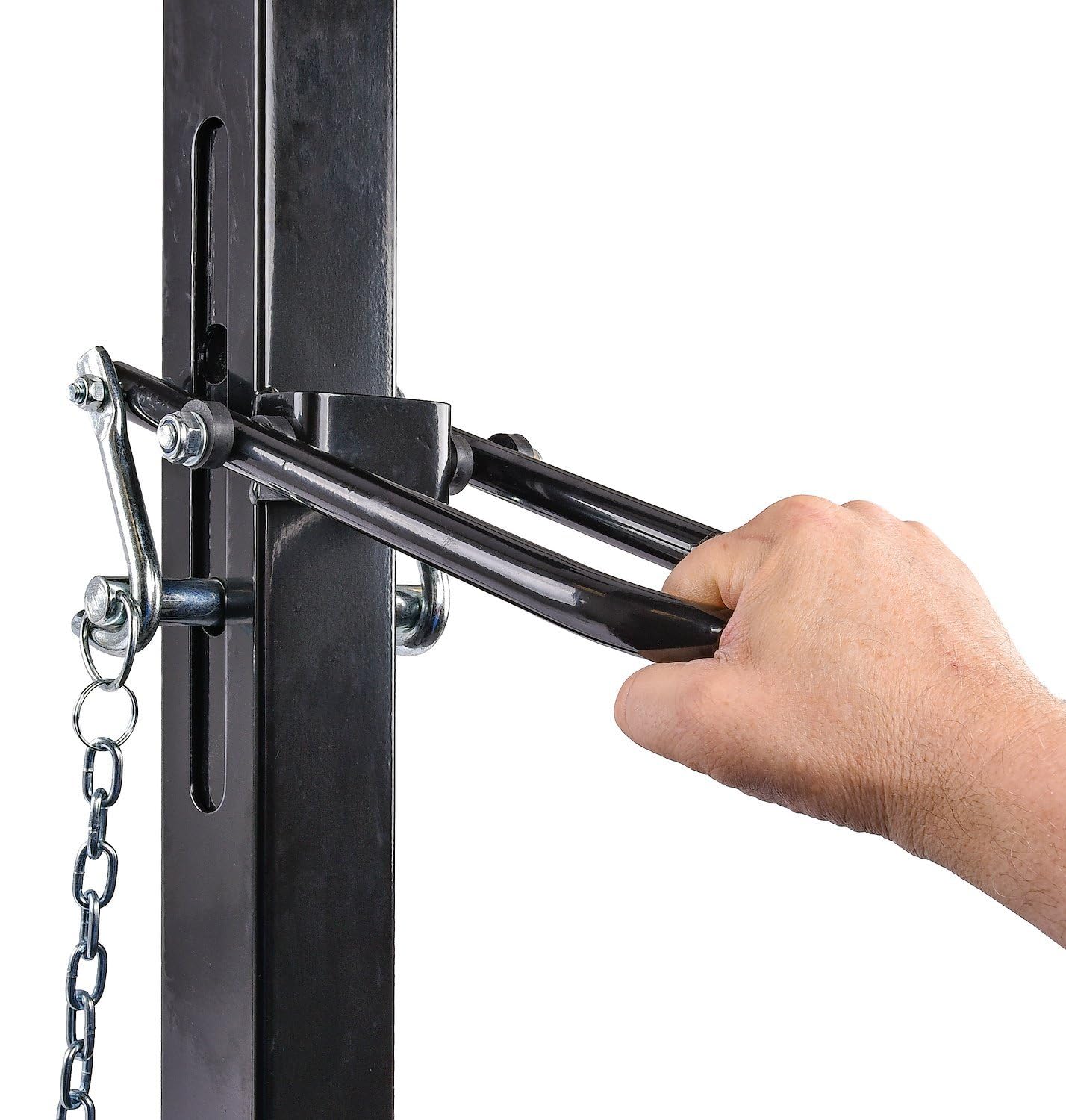 JEGS Adjustable Height Gantry Crane | 1-Ton Capacity | Adjusts from 7’11” to 11’9” in Height | Black Powder Coated Steel | Includes Four 5” Swivel Caster Wheels