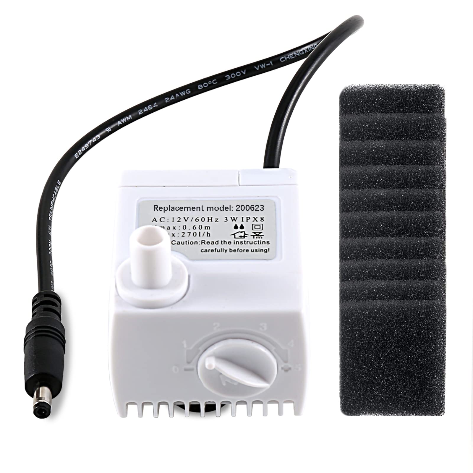 200623 Aero-Garden Pump with 10 Filters, Ultra Quiet Hydroponics Growing System Pump Fit for Harvest Elite, Bounty, Farm, Extra, Ultra