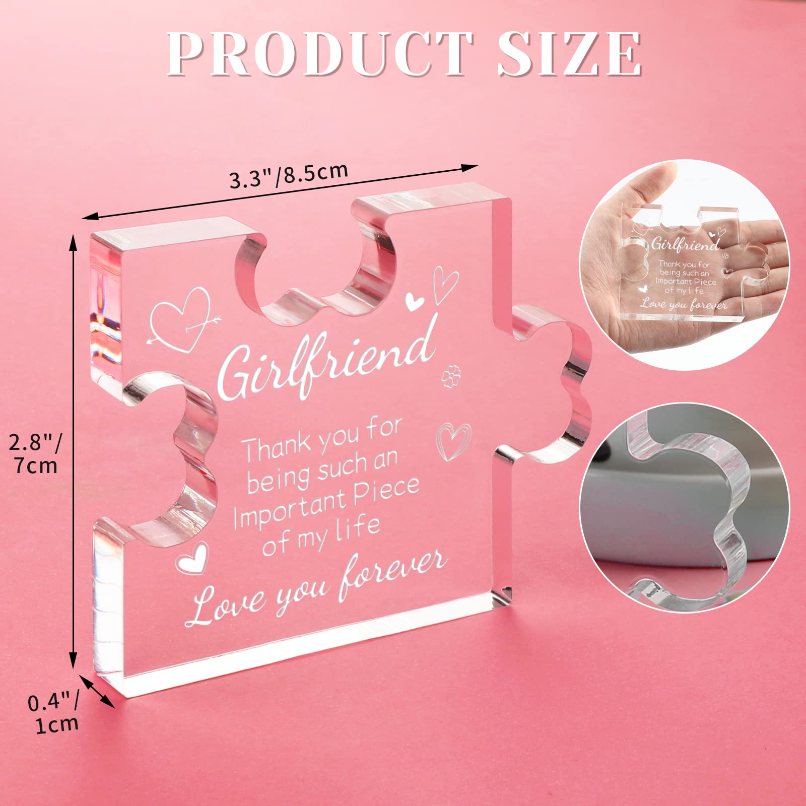 Funnli for Girlfriend Her Acrylic Puzzle Plaque - Anniversary Birthday Gift for Her - Girlfriend Birthday Gifts Wedding Card Gifts for Girlfriend 3.35 x 2.76 Inch Desk Decorations
