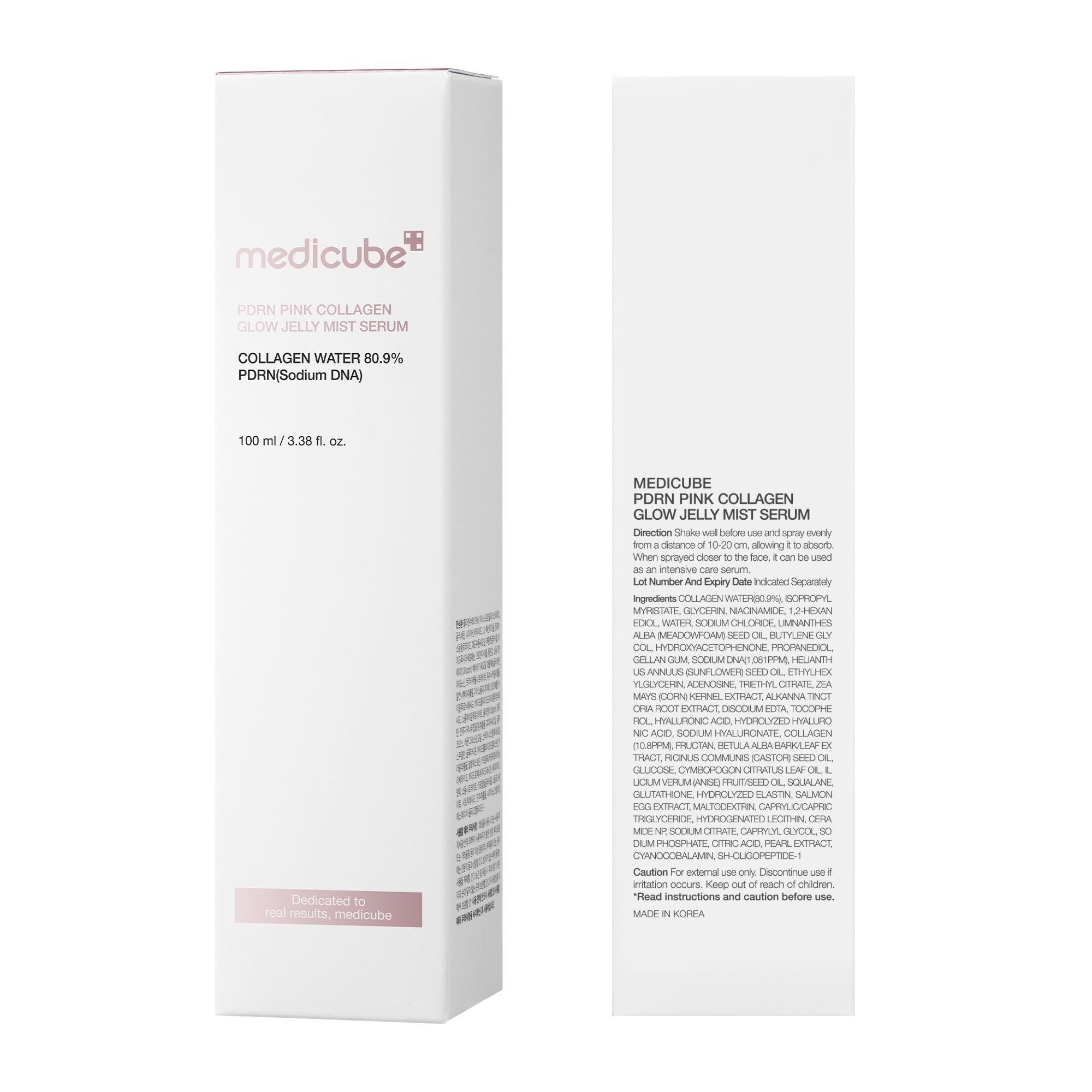 medicube Jelly Mist Serum with Pink PDRN Collagen | Dual-Texture Glow Spray with Niacinamide, Glutathione, Ceramide, Hyaluronic Acid | for Hydration, Radiance, Plump-Looking Skin | 3.38 fl.oz